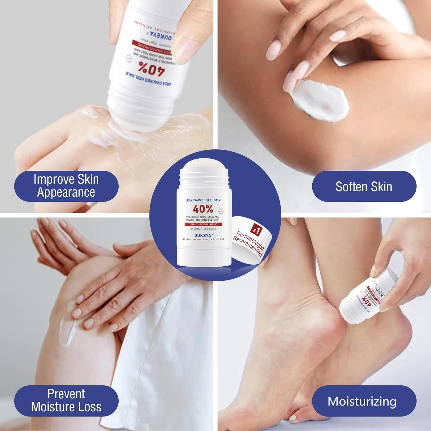 Urea Cream Stick 40% - Intensive Moisturizing Foot Cream for Dry, Cracked, Rough Skin on Heels & Feet, 1.06 Oz image number 6