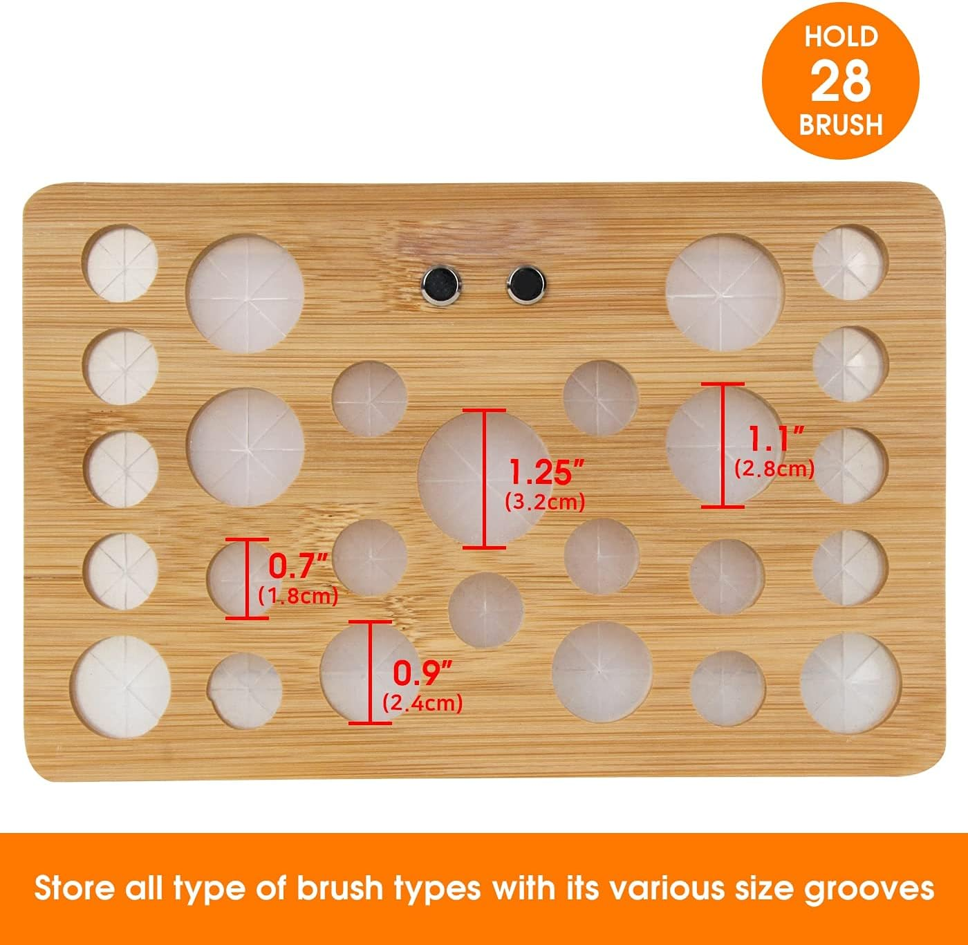 Jackcubedesign Bamboo Brush Makeup Cosmetic Air Drying Rack Tower Acrylic Folding Brushes Dryer Holder Display Organizer Tower Stand Support Tray(26 Holes 7.87 X 5.12 X 6.3 Inches) ? :MK288B image number 5