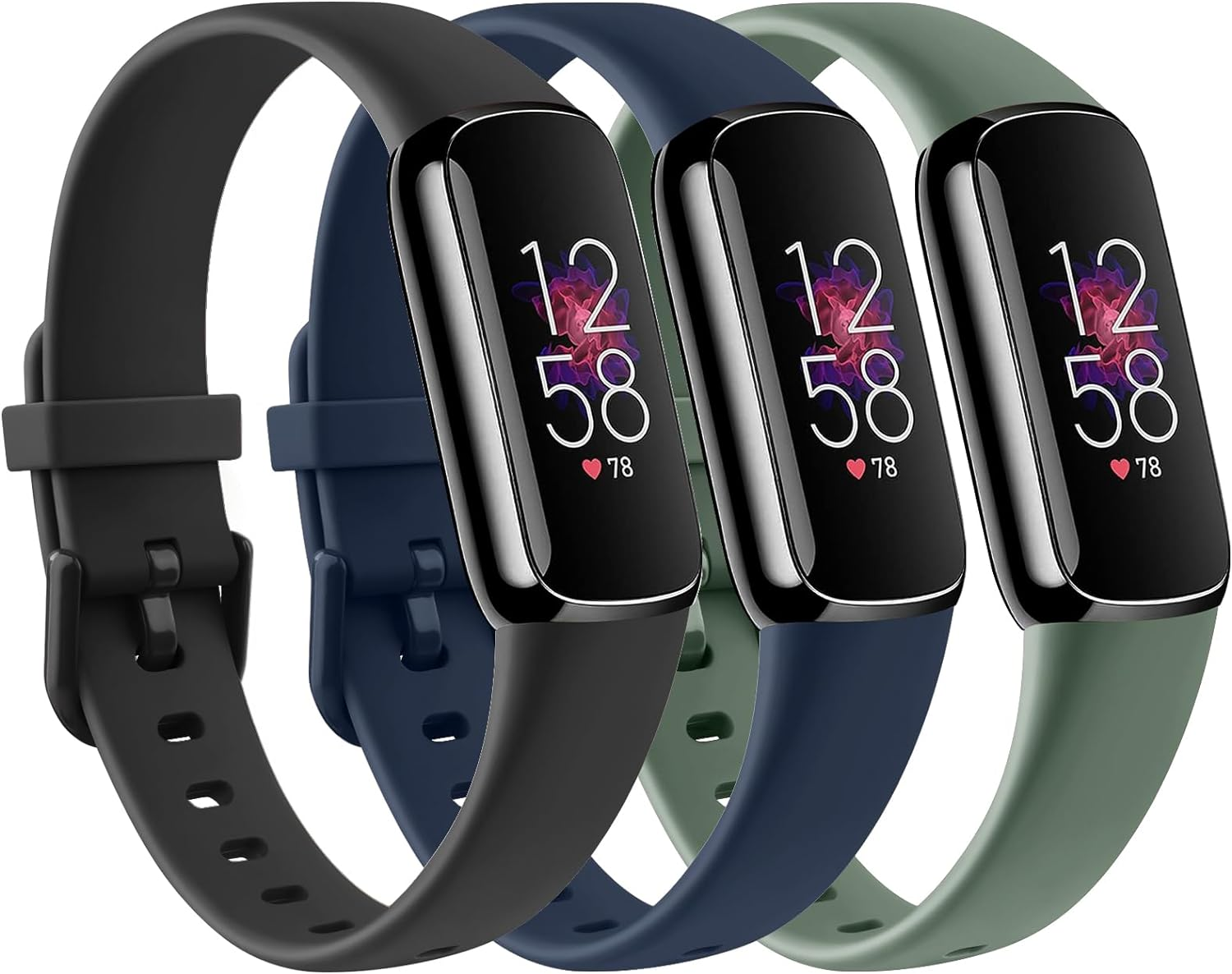 [3 Pack]Sport Bands for Fitbit Luxe Bands Women Men, Soft Classic TPU Small Large Adjustable Comfortable Replacement Strap Wristbands for Fitbit Luxe/Luxe Special Edition Fitness Tracker