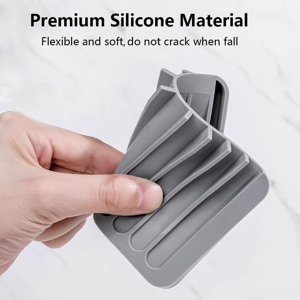 Vekol Self Draining Soap Dishes 2PCS Silicone Soap Holder Waterfall Drainer Soap Saver, Sponge Holder, Dish Soap Tray for Shower, Bathroom, Kitchen, Bath Tub, Razor (White+White) - Camo+Camo image number 7