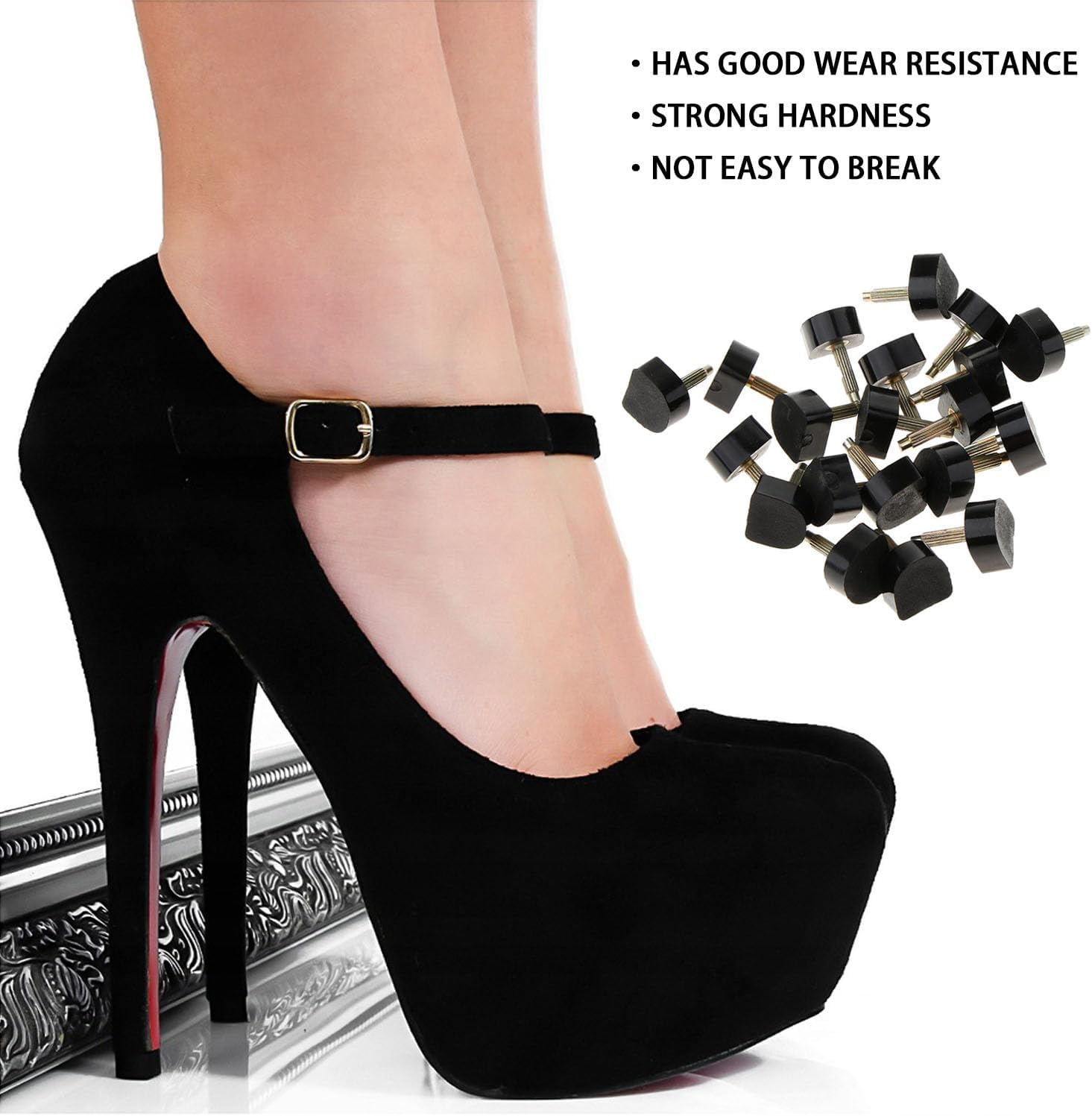 High Heel Replacement Tips - 24 Pairs Rubber Heel Stopper Repair Kit - Protection for Women Shoes Bottom Heels - All Types of High Heels image number 3