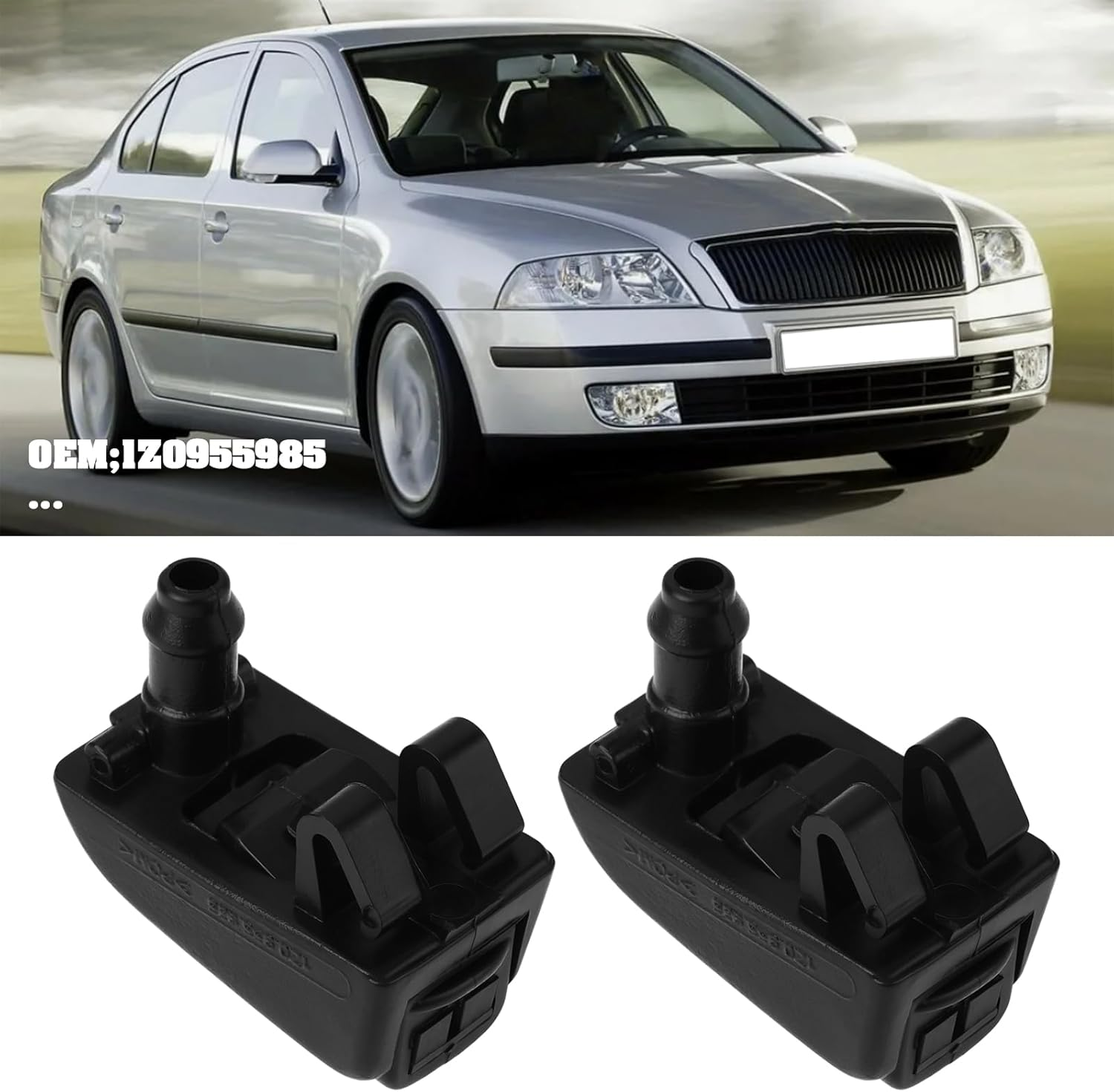 2Pcs Windshield Washer Nozzle 1Z0955985 Compatible with Skoda Octavia 2004-2013 image number 2