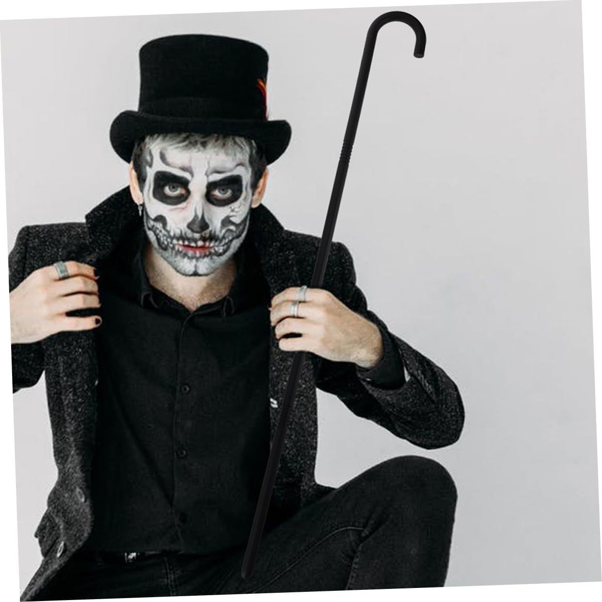 FRCOLOR Dress up Cane Prop Set 3Pcs Black Walking Stick Props for Masquerade Carnival Costumes image number 6