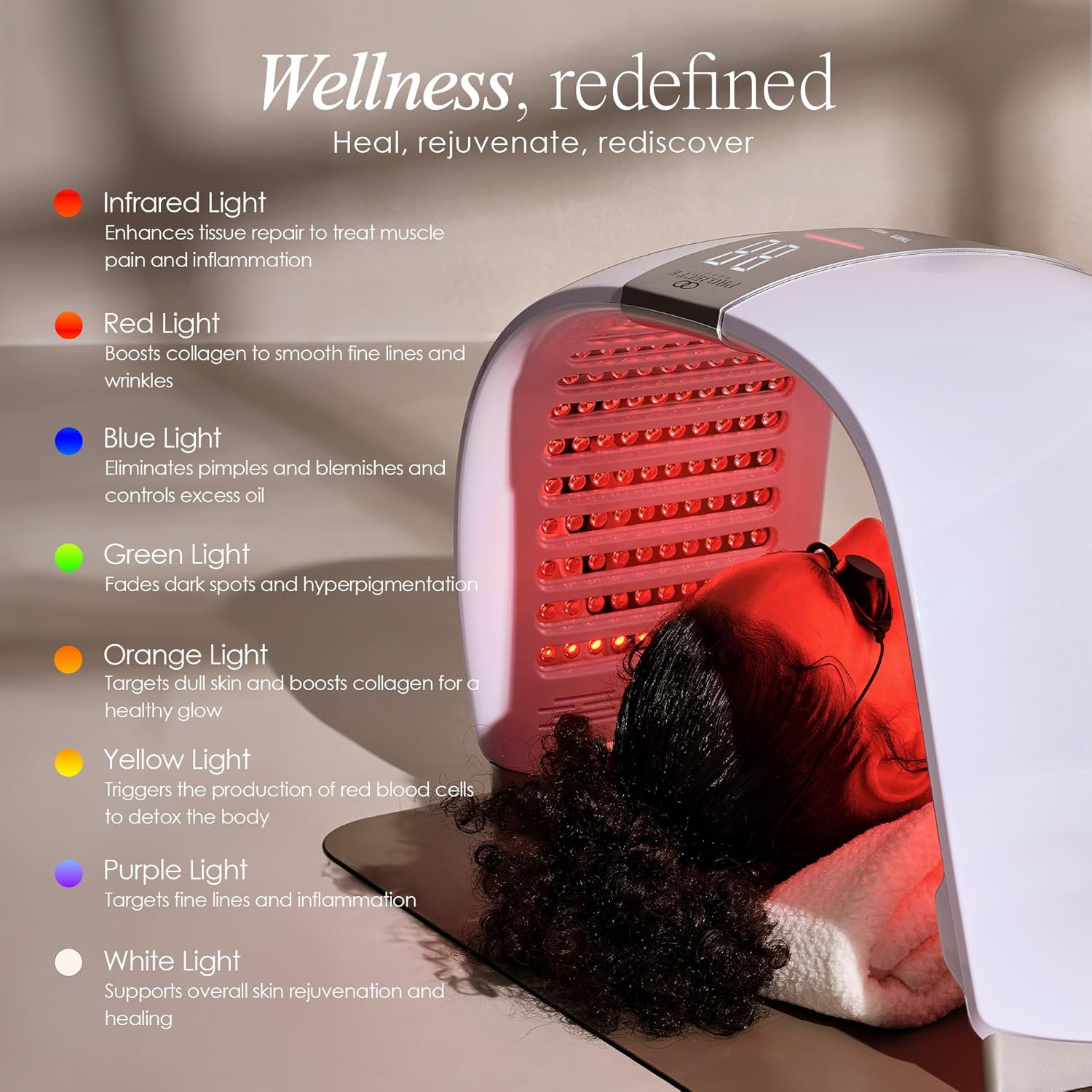 Lumalux Dome | Face & Body Led Light Therapy Device by Project E Beauty | 7 Color + Infrared Light Therapy | Anti-Aging & Rejuvenation | Extra Large Beauty Equipment for Salon Home SPA Use image number 1