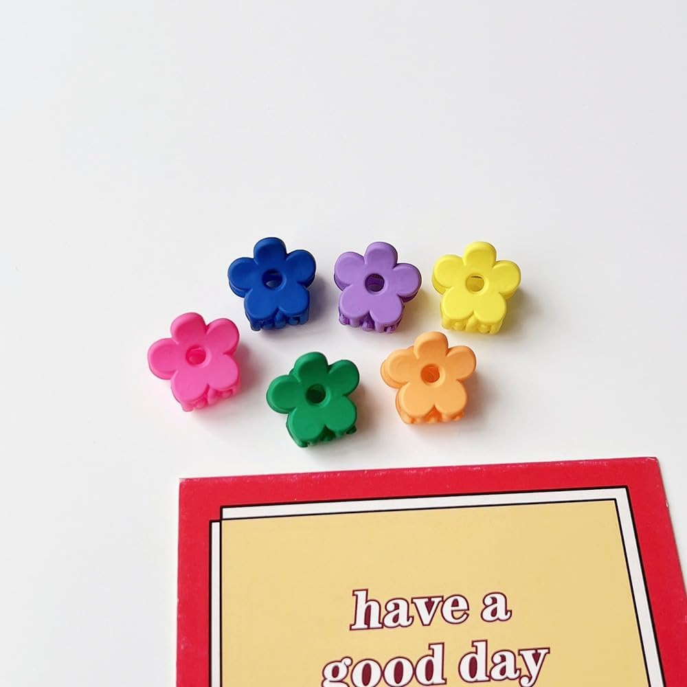 Pack of 7 Mini Flower Hair Clips, 2 Cm, Small Hair Clips for Women, Mini Hair Claw Clips, Strong Hold, Hair Accessories, Claw Clips, Hair Styling Accessories, Everyday Party, Holiday, Royal Blue image number 2