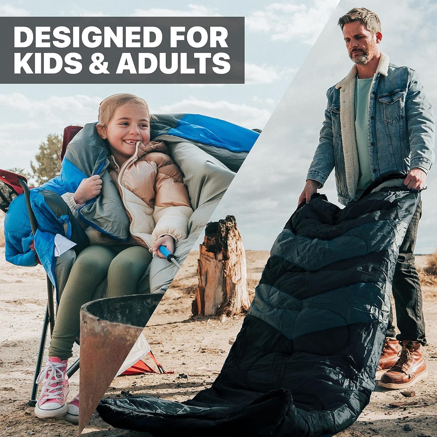 MINYII Sleeping Bags for Adults Backpacking Lightweight Water Resistance Cold Weather Sleeping Bag for Girls Boys Mens for Warm Camping Hiking Outdoor Travel Hunting with Compression Bags (Black) image number 4