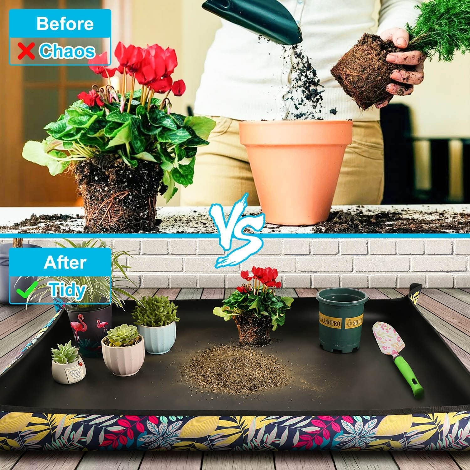 Large Repotting Mat for Indoor Plant Transplanting and Mess Control 100Cm X 75Cm Thick Waterproof Potting Mat Succulent Gardening Portable Foldable Potting Tray Unique Gifts (100Cm X 75Cm) image number 1