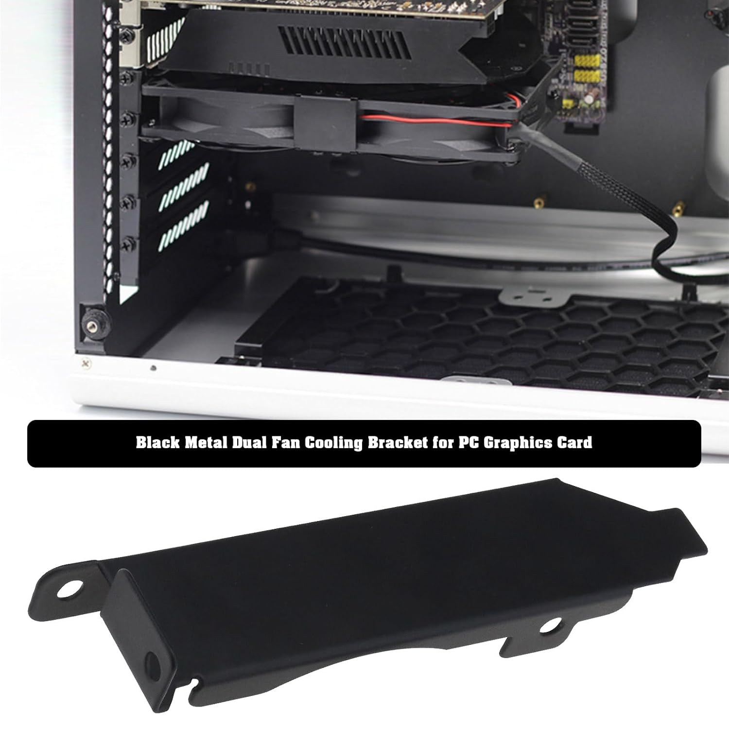 LT Easiyl 1 Set PCI Heat Sink Dual Fan Brackets Metal Graphics Card Cooling Slot Brackets for One or Two 80Mm or 90Mm Fan Mount Computer Chassis Brackets Black image number 4
