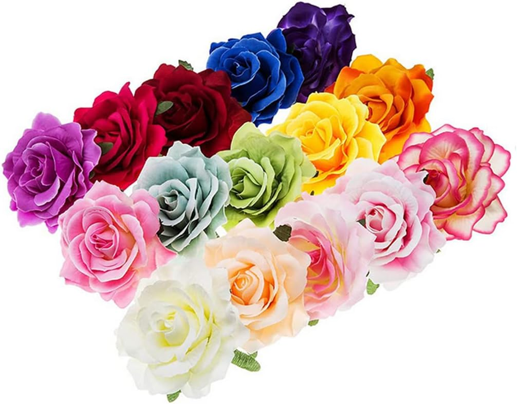 Ericotry Pack of 6 Rose Flower Hair Clips Hair Pin Elegant Large Rose Flowers Brooch Flamenco Dancer Flower Pin up Brooch Bridal Headpiece Hair Accessories for Women Girls image number 6