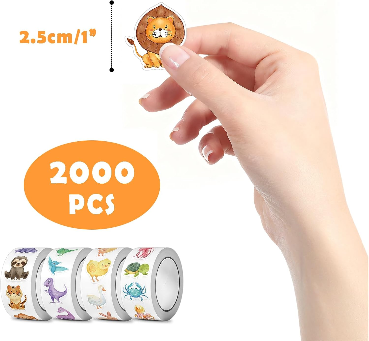 2000 PCS Cute Animal Stickers for Kids Classroom, Stickers Roll for Water Bottles, Home Rewards Stickers, Party Favors image number 5