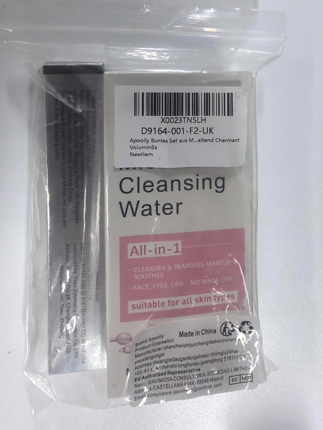 Apooliy Colorful Mascara and Makeup Remover Set,Smudge-Proof Black Mascara,Blue Purple Long Lasting Charming Voluminous image number 4