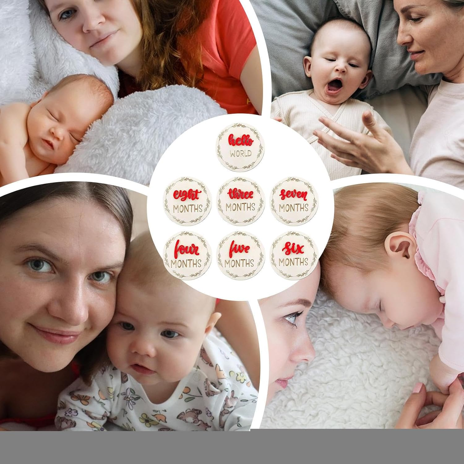 Generisch Monthly Development Signs for Babies, 3D Monthly Photo Marker Disc, 7 Pieces, Decorative Month Marker Discs Wall Decoration for Children'S Room, Photography image number 3