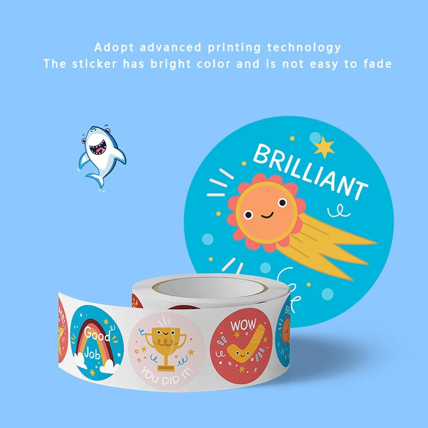 Mtxorvix 2000PCS Kid Stickers，Motivational Reward Stickers for Kids,Animal Cartoon Motivational Stickers, 4 Roll Motivational Stickers in 24 Designs for Children Students Teachers Classroom image number 4