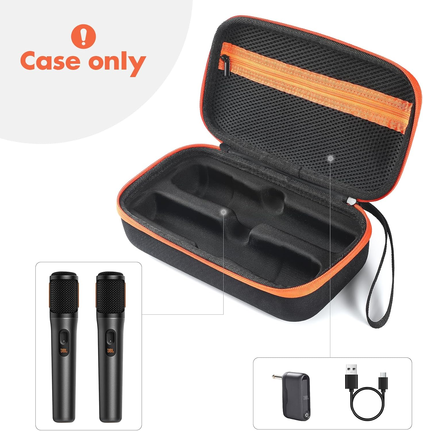 Mic Case, Partybox Encore Wireless Microphone Case for JBL Partybox Encore Handheld Dual Mic Travel Storage Bag (For Charging Style) image number 2