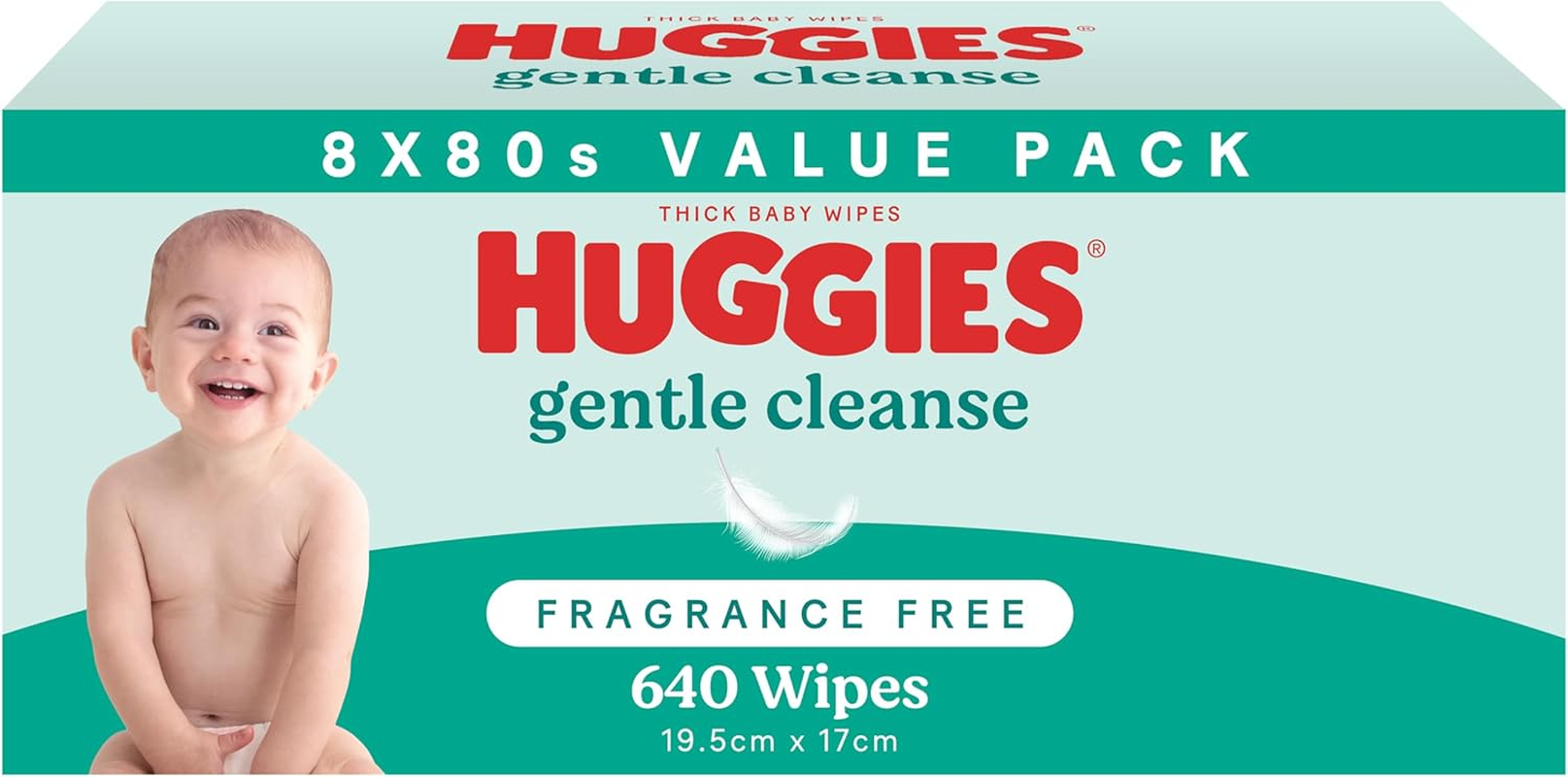 HUGGIES Baby Wipes Fragrance Free 640 Pack (8 X 80 Pack) - Packaging May Vary image number 1