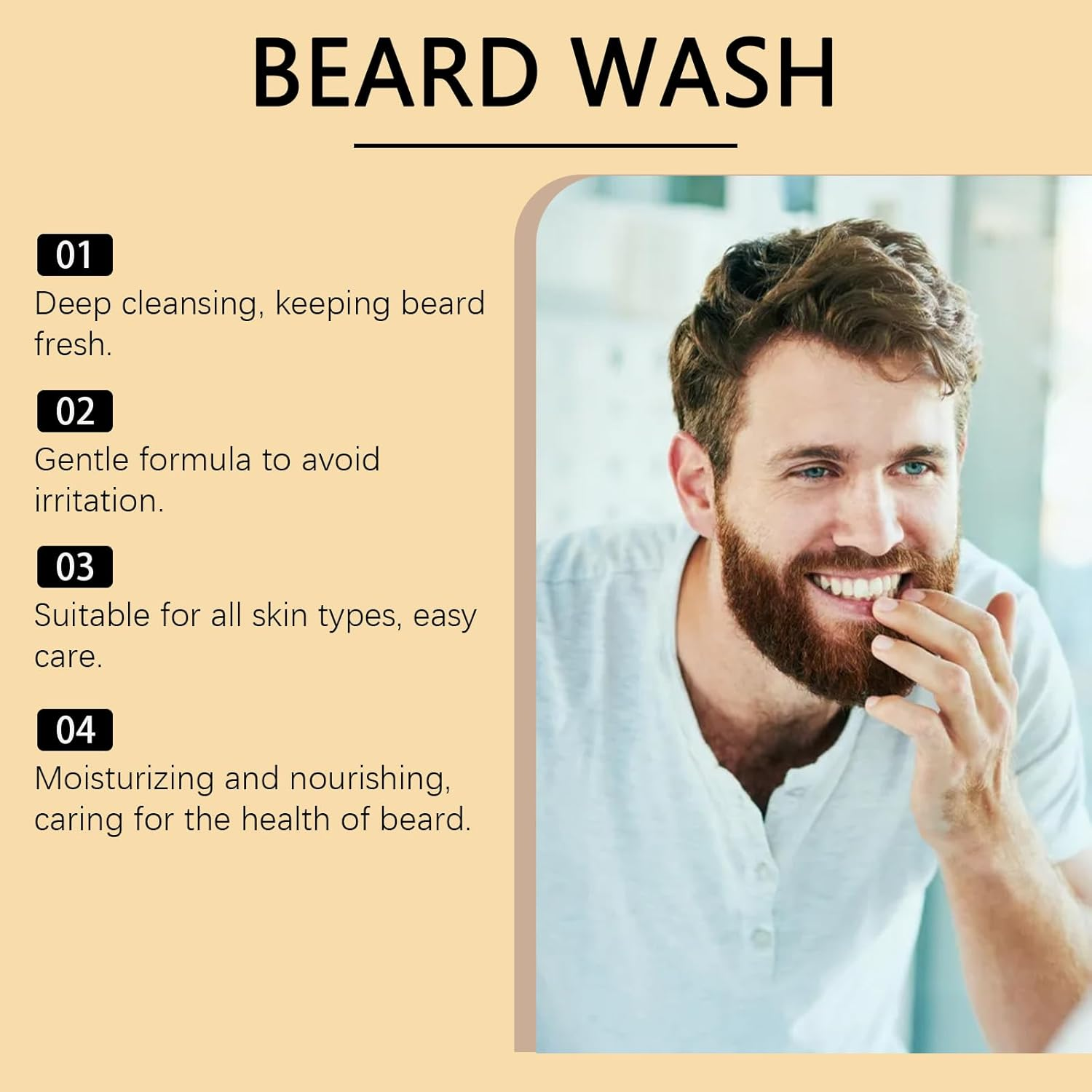 Beard Wash with Nettle and Aloe Vera, Gentle Daily Cleanser, 50Ml image number 5