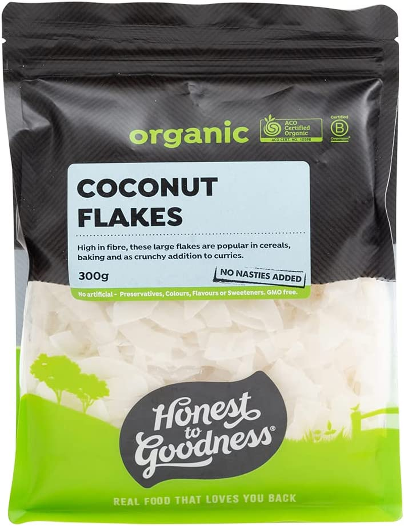 Honest to Goodness, Organic Coconut Flakes, 300 Grams -Dried and Flaked Organic Coconut Flesh. These Large Flakes Are Bursting with Flavor and Aroma. image number 4