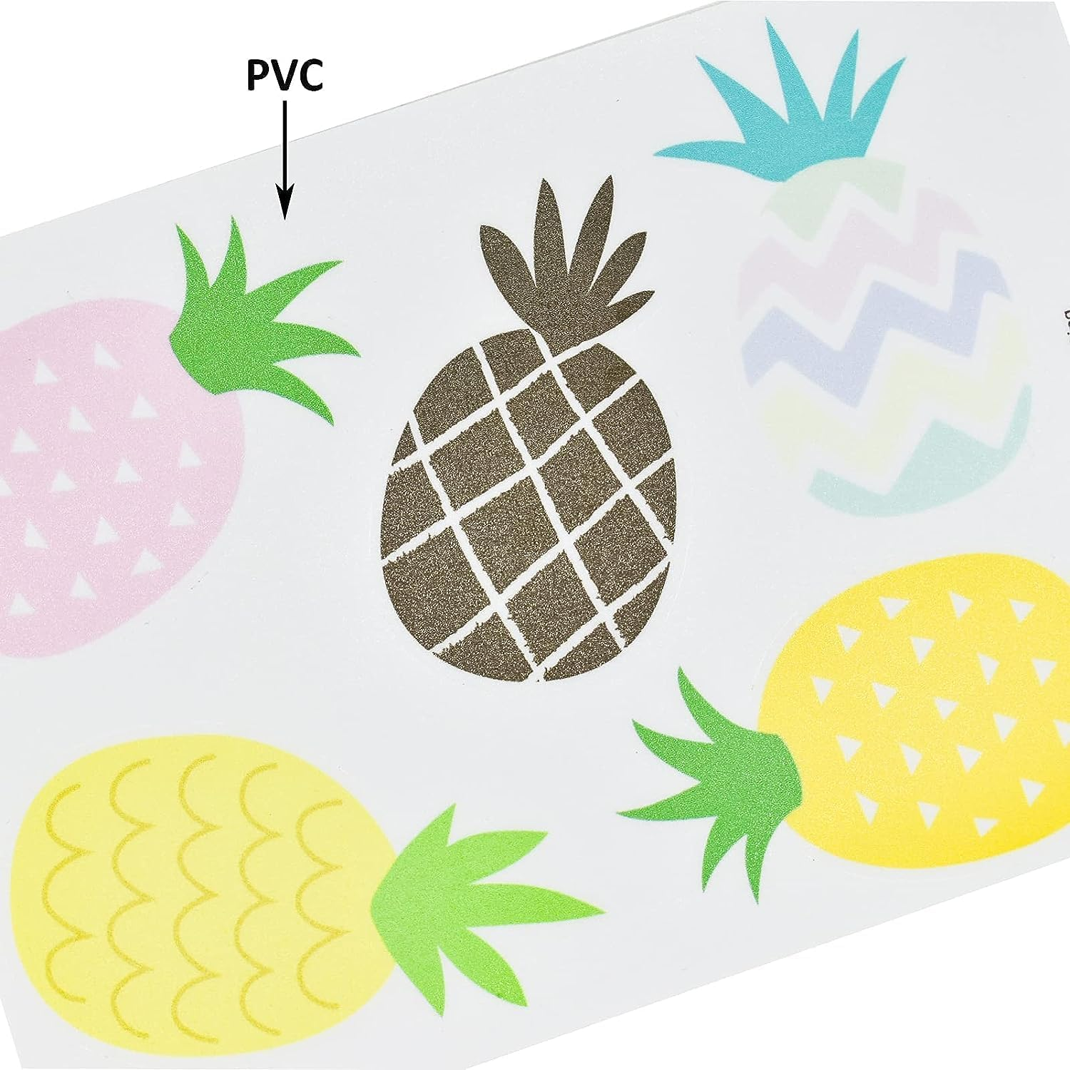 Maydahui 60 Pcs Colorful Pineapple Wall Decal (45 X 45 Inch) Peel and Stick Removable Fruit Wall Sticker for Kitchen Kids Bedroom Living Room Decor