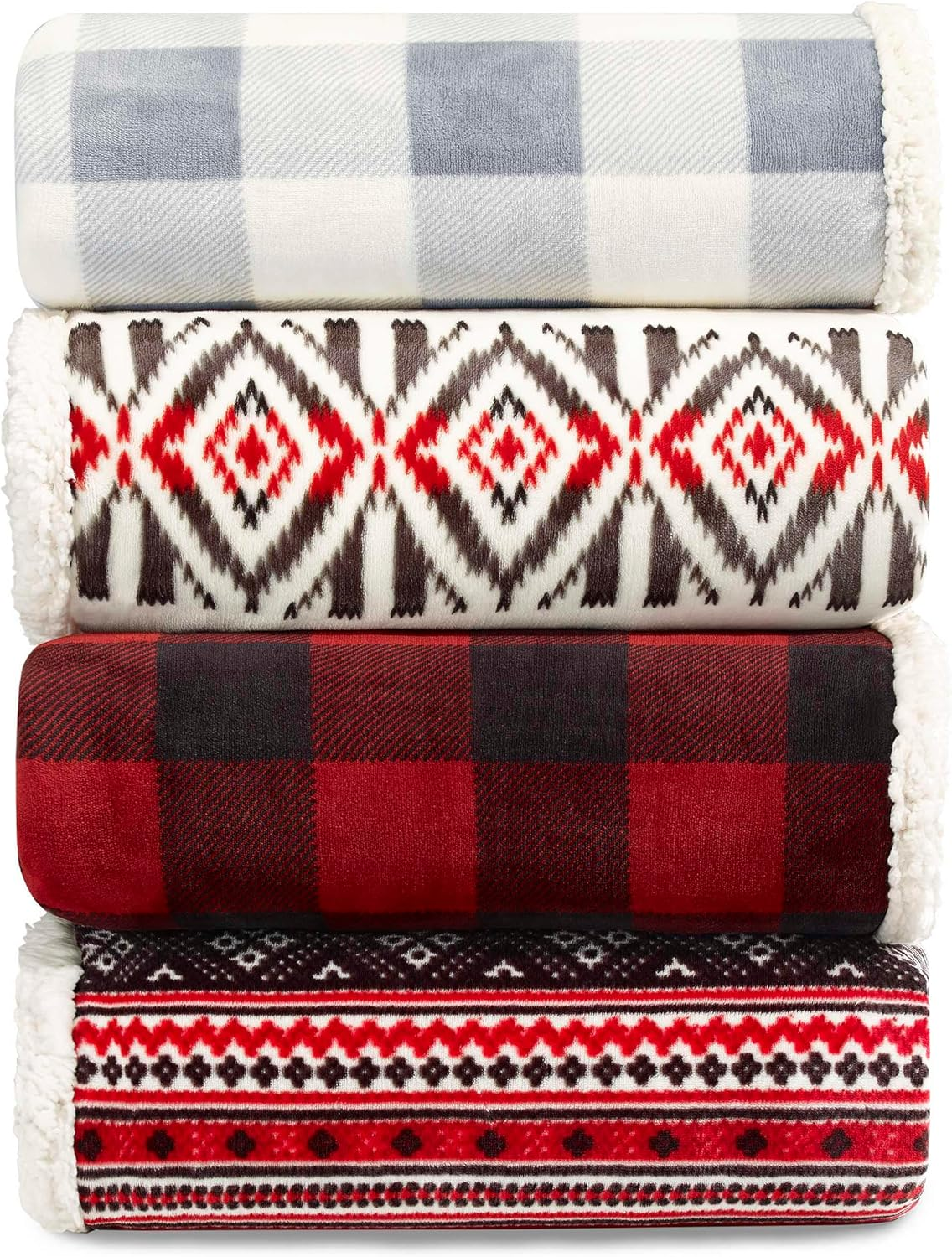 Eddie Bauer Ultra-Plush Collection Throw Blanket-Reversible Sherpa Fleece Cover, Soft & Cozy, Perfect for Bed or Couch, Mountain Village Red - Grey/Red image number 7