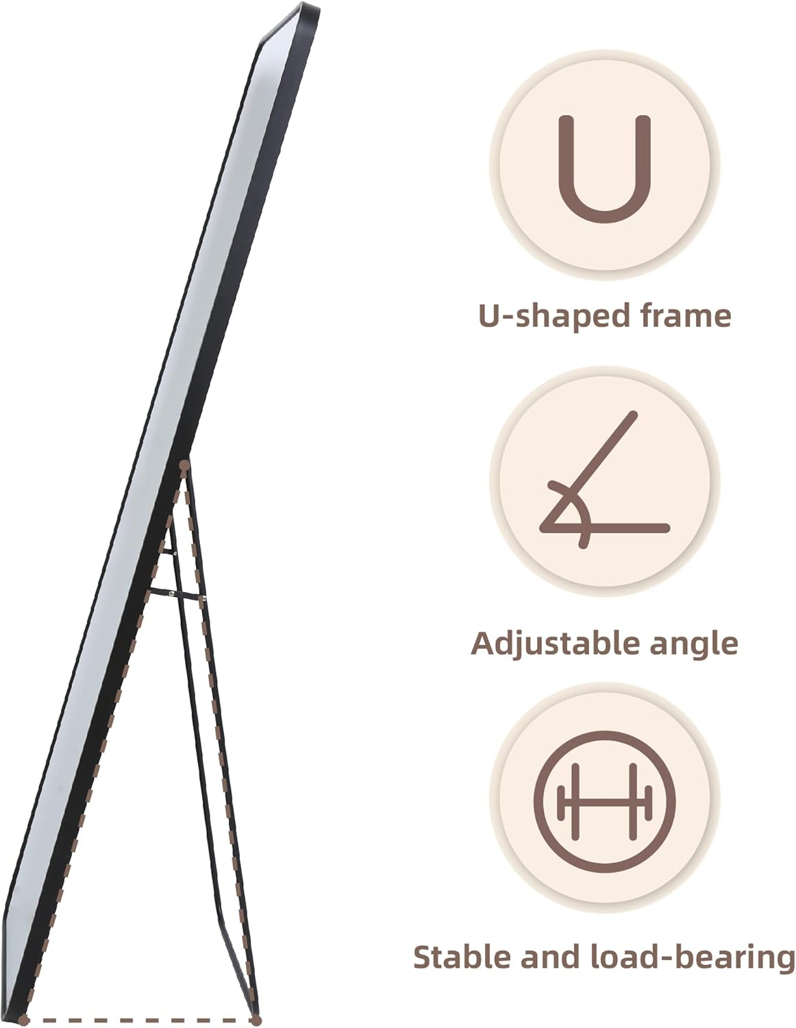 Shatterproof Full Length Mirror 160X50Cm Wall & Floor Body Black Metal Frame Large Mirror HD Tempered Glass Standing Mirror for Bedroom, Living Rooms, Boutiques Studios, Rental Housing