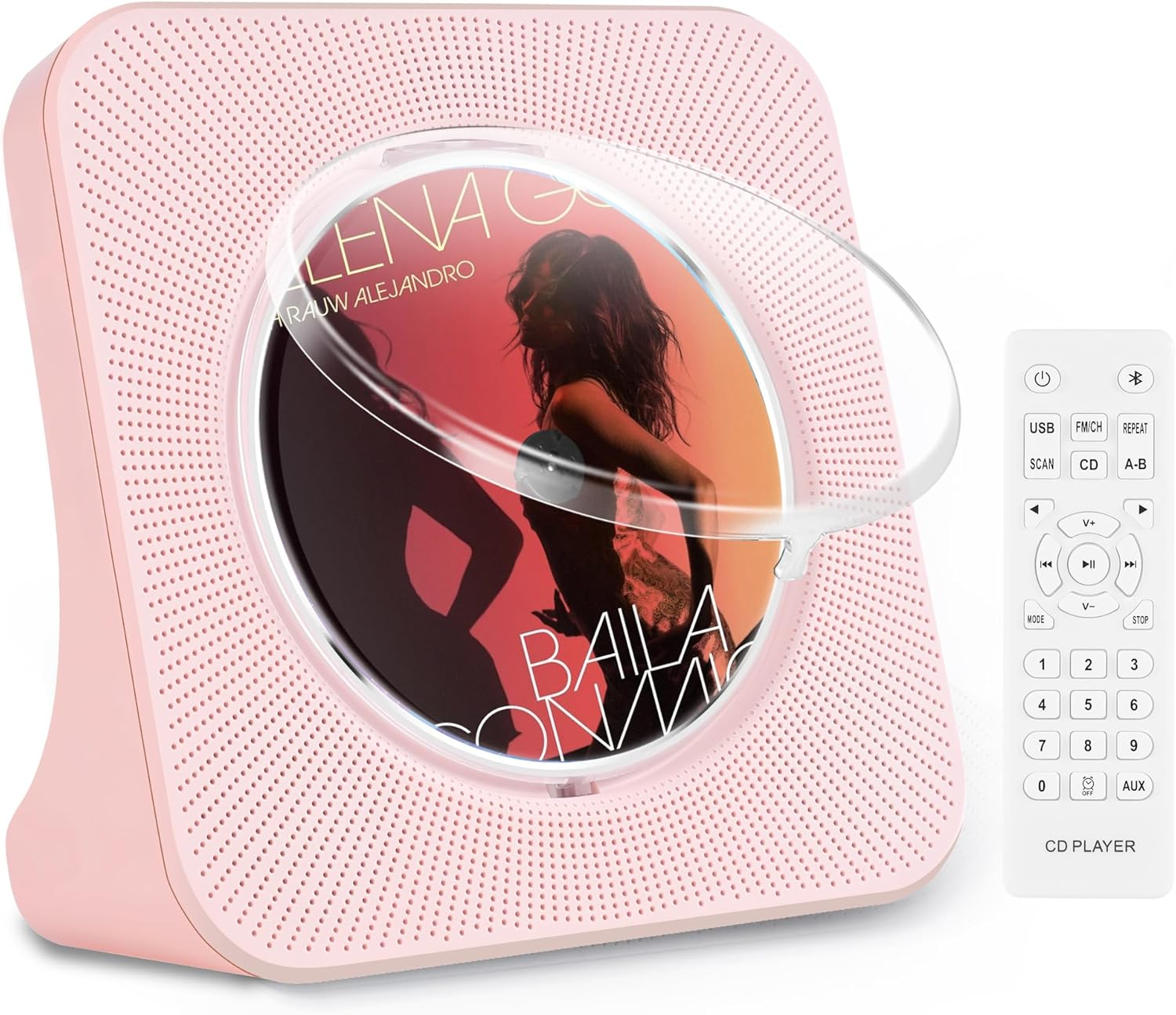 Portable Bluetooth CD Player Timer, Desktop Cd-Player Built-In Dual Hifi Sound Speakers, Kpop Players with Bluetooth Receive, Compact Music Player with Remote Control, Support USB, AUX Port, FM Radio image number 4