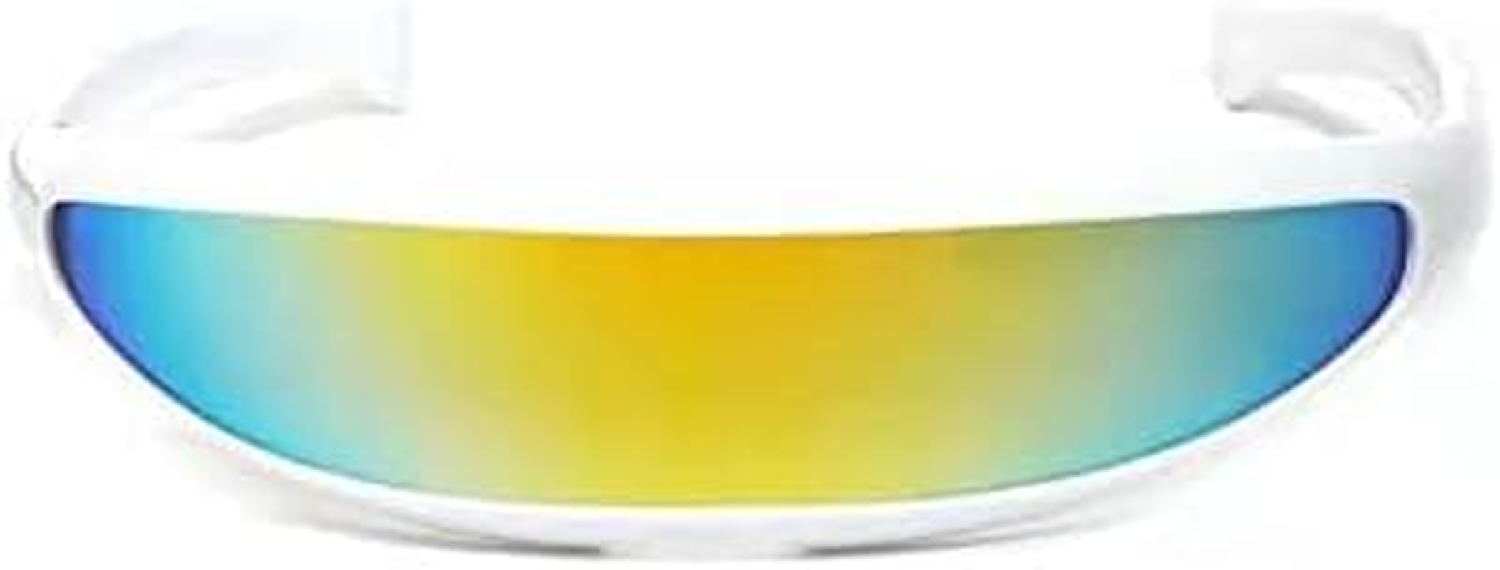 Futuristic Narrow Cyclops Sunglasses Robot Space Costume Color Mirrored Lens(Color White) image number 1