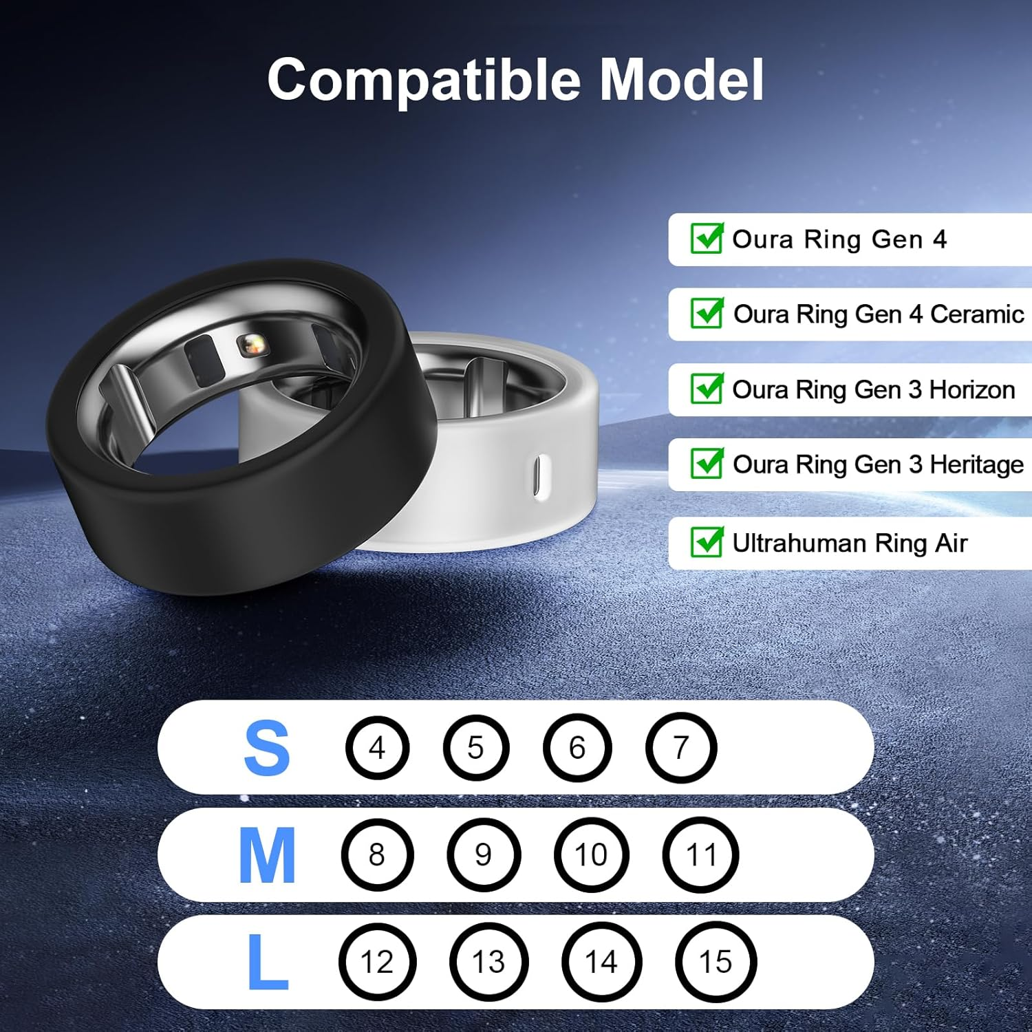 ZOOROO Rings Cover Compatible with Oura Ring Gen 4/4 Ceramic/Gen 3/Ultrahuman Ring, Surport Charging with Cover On, Anti-Scratch Elastic Silicone Rings Protector Case for Men Women Working Out Gym, L