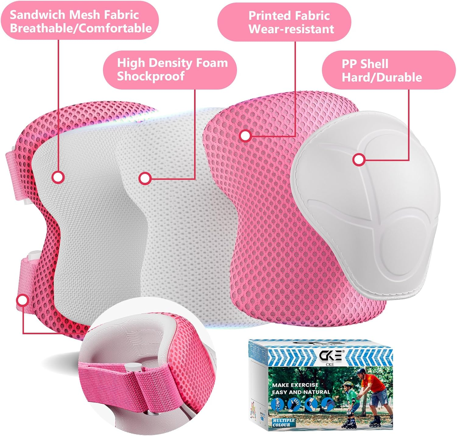 Knee Pads for Kids Kneepads and Elbow Pads Toddler Protective Gear Set Kids Elbow Pads and Knee Pads for Girls Boys with Wrist Guards 3 in 1 for Skating Cycling Bike Rollerblading Scooter [Upgraded] image number 1