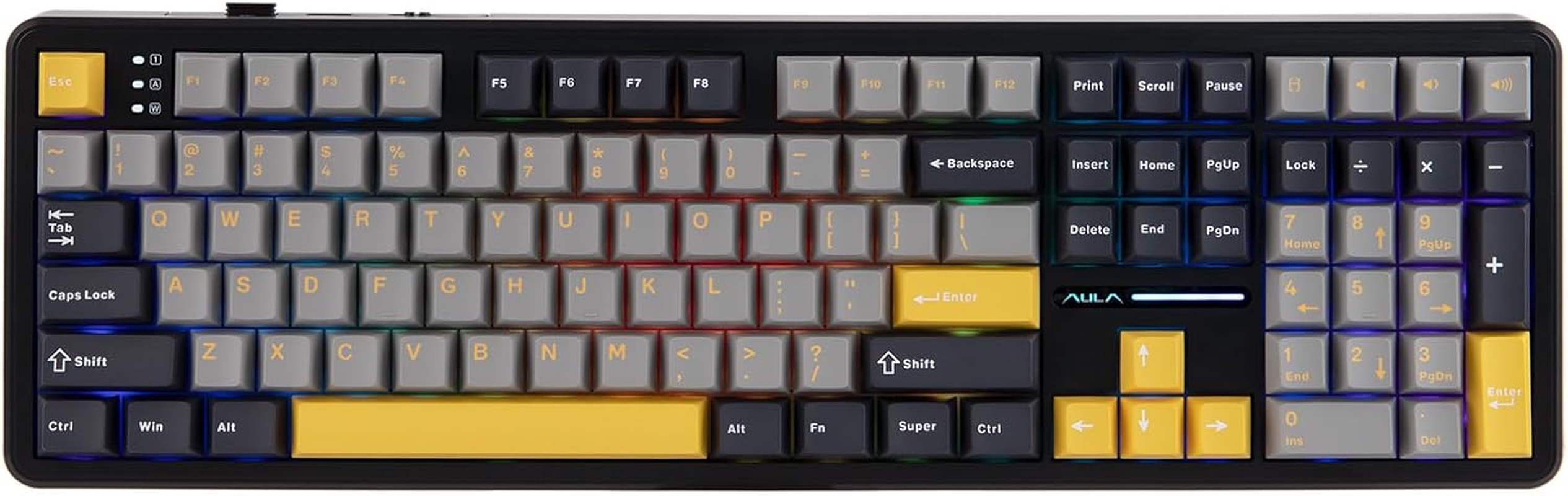 Mechlands Aula F108 Wireless Gaming Keyboard with Screen, 4000Mah Battery, Full Size Custom Gasket Mechanical Keyboard, Programmable 108 Keys, Hot-Swappable, for Win/Mac (Black Gradient)