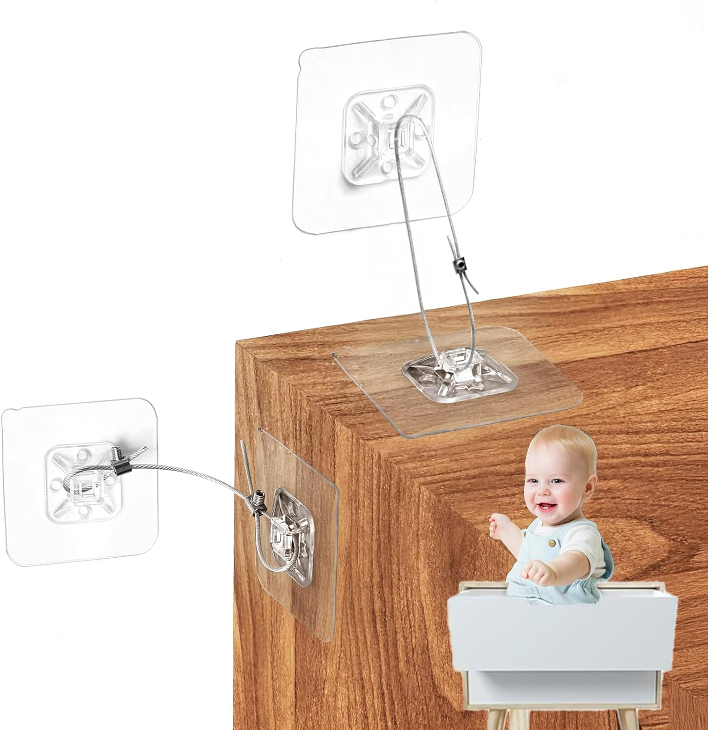 No Drill Metal Furniture Anchors (10 Packs) for Baby Proofing, 14" Adhesive Anti-Tip Furniture Wall Safety Straps for Child, Keep Toddlers & Pets Safe from Falling Furniture like Dresser & Bookshelf image number 6