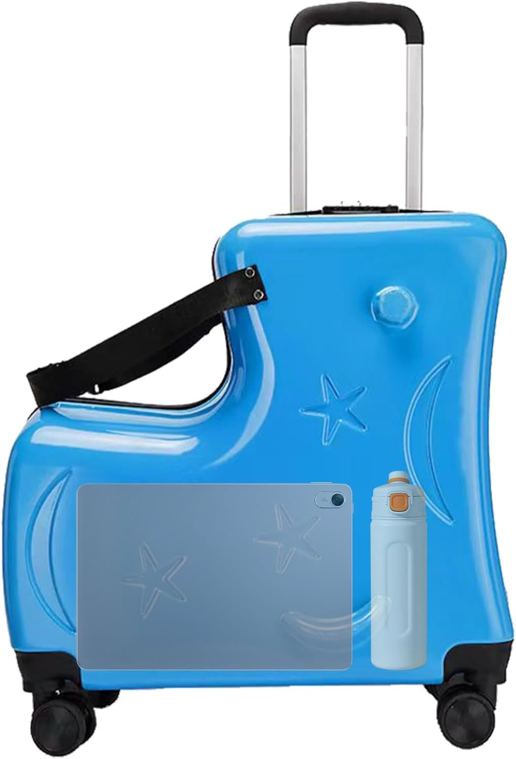 Riding Luggage for Kids - Interactive Tram Suitcase | Malima 20 Inch with Secure Lock, Seat Belt, Handlebar and Foot Rest - Fun and Practical Luggage for Traveler, Lake Blue, Consulte La Descripci&oacute;n image number 6