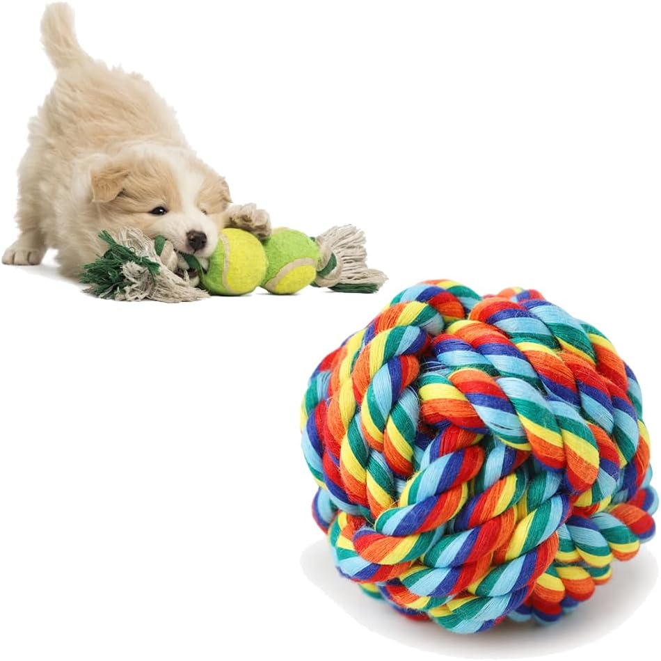 Dog Rope Toys 4 Pack, Dog Tug Toy, Colorful Braided Cotton Rope Dog Toy for Puppies Puppy Small Dog Teething Chew, Cleaning Pet'S Teeth during Playtime image number 1