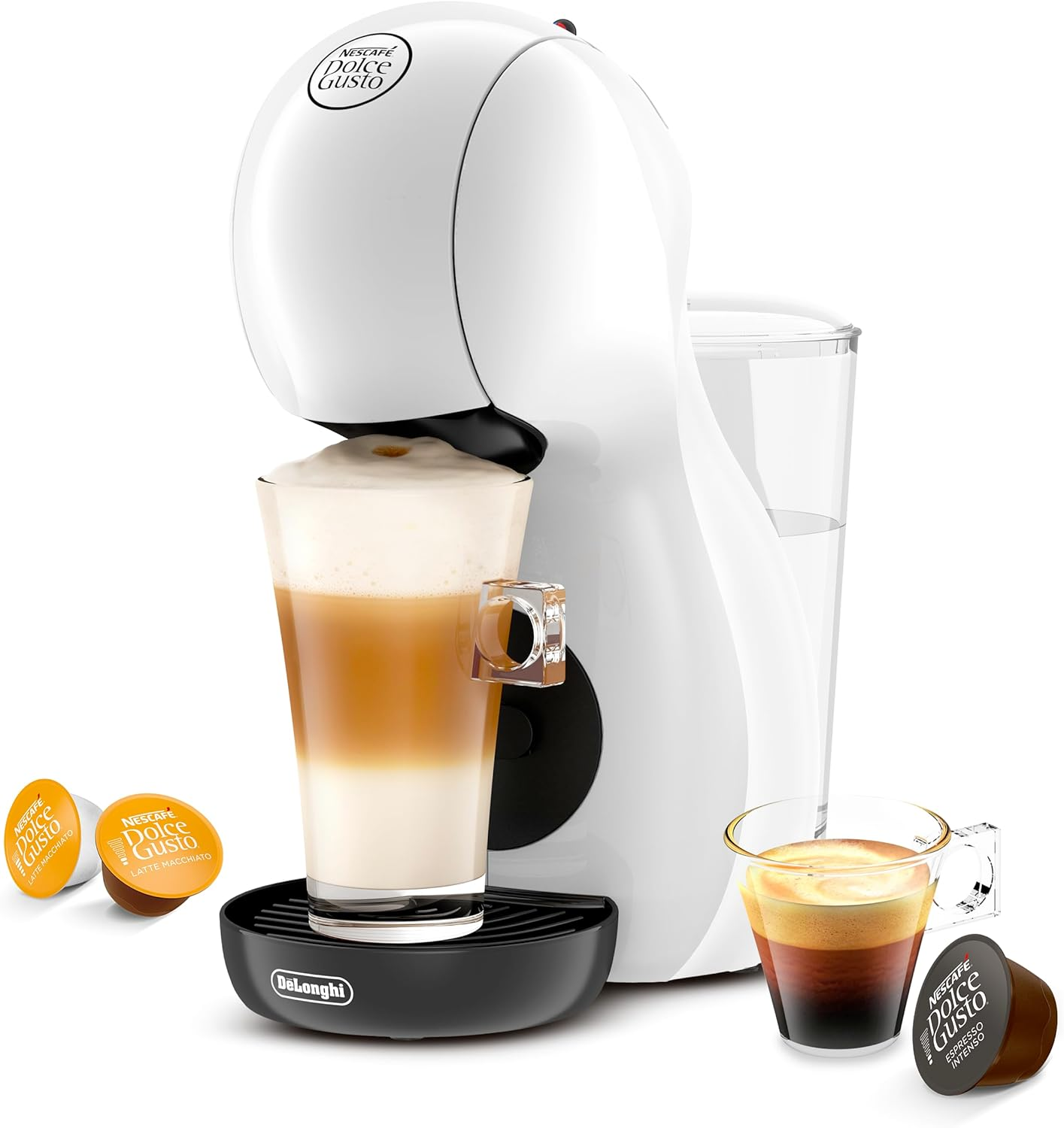 NESCAF&Eacute; DOLCE GUSTO De'Longhi Piccolo XS EDG210.WB Coffee Maker for Capsules, Espresso, Cappuccino and More, EDG210.WB, 0.8 L, Black and White image number 1
