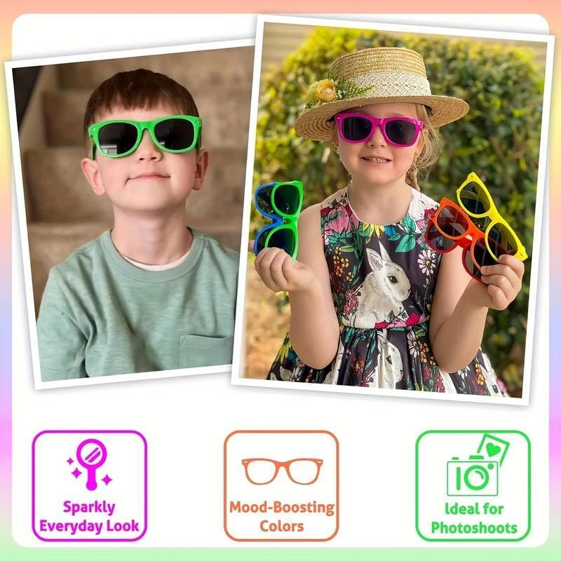 Boolavard Nerd Glasses &ndash; Fake Fashion Glasses for Kids &ndash; Non-, Non-Polarized Fake Glasses &ndash; Costume Glasses for Halloween or Cosplay Age 4-12 image number 1