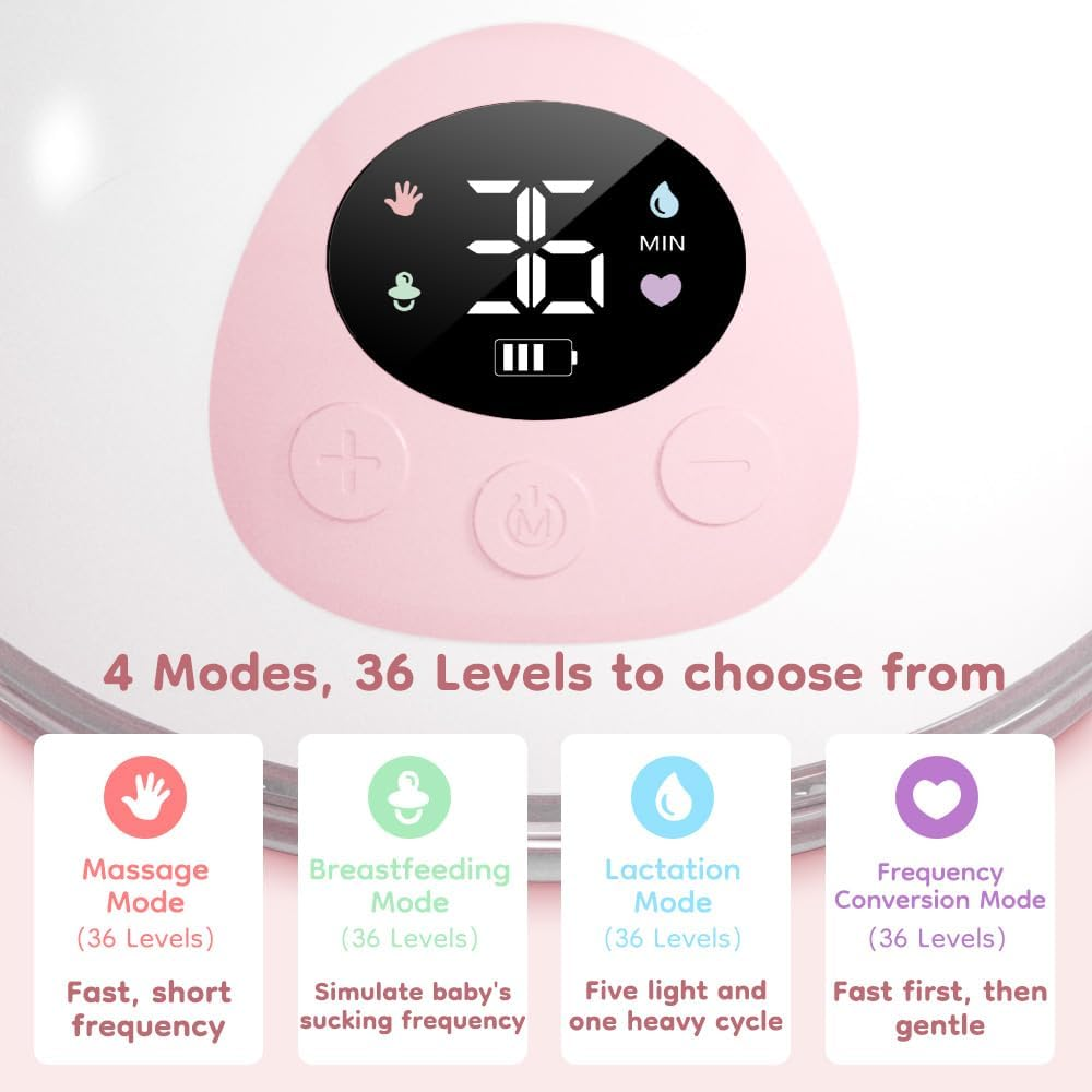 Breast Pump Hands Free EB50D, Wearable Breast Pump of Baby Mouth Double-Sealed Flange with 4 Modes & 36 Levels, Electric Breast Pump Portable - Memory Function, 27Mm 24Mm 19Mm Flanges, 10-Piece Set image number 5