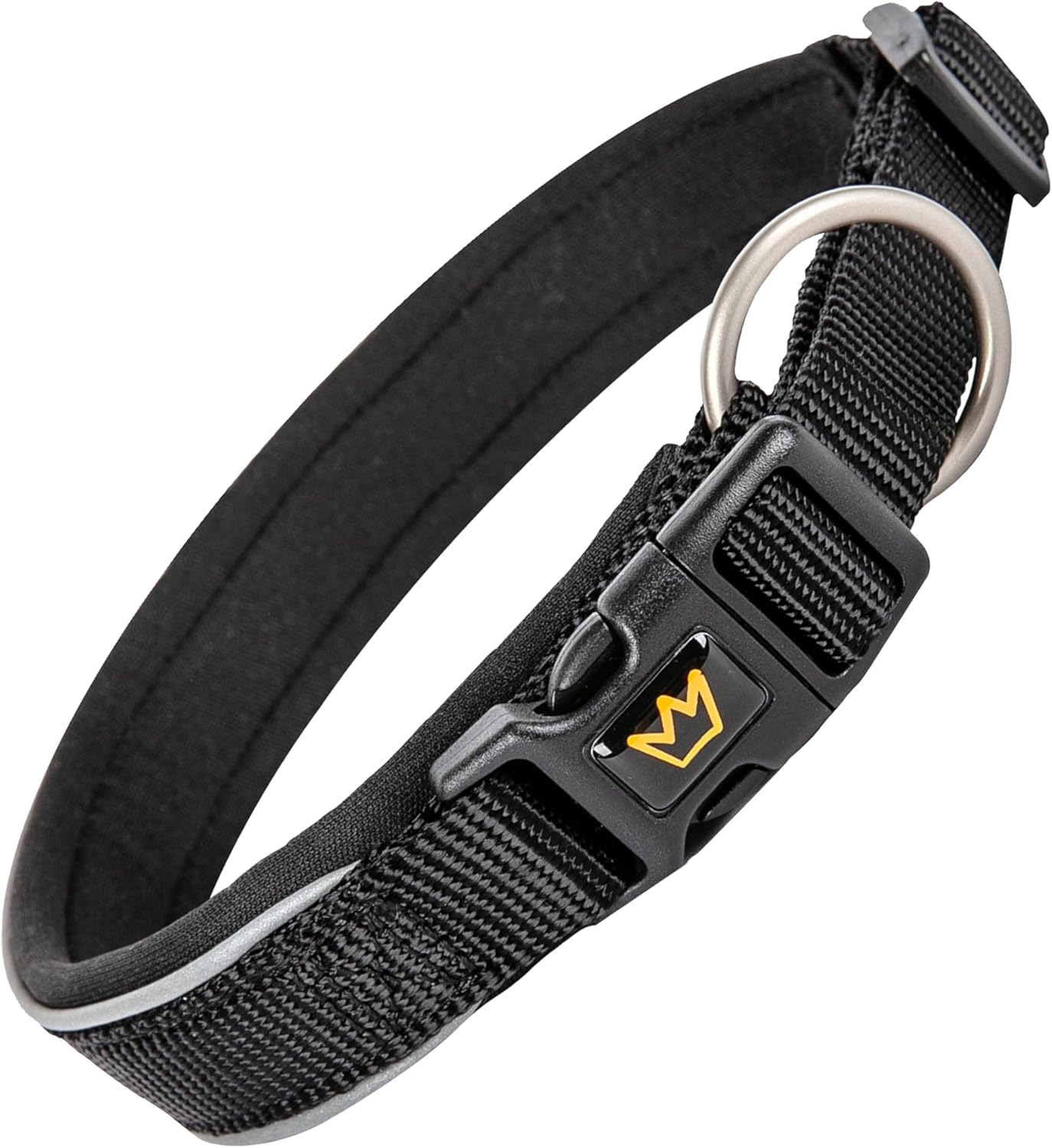 Rudelk&ouml;nig Paola Dog Collar - Adjustable Nylon Dog Collar - Reflective Dog Collar Medium Dogs in Black