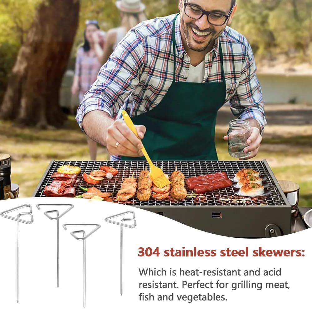 Walquicks 20 Pcs Air Fryer Chicken Stainless Steel Skewers, Skewers Vertical Stainless Steel Skewers Sticks, Reusable Metal Meat Skewers Household Air Fryer Skewers for Meat Reusable BBQ Sticks image number 2