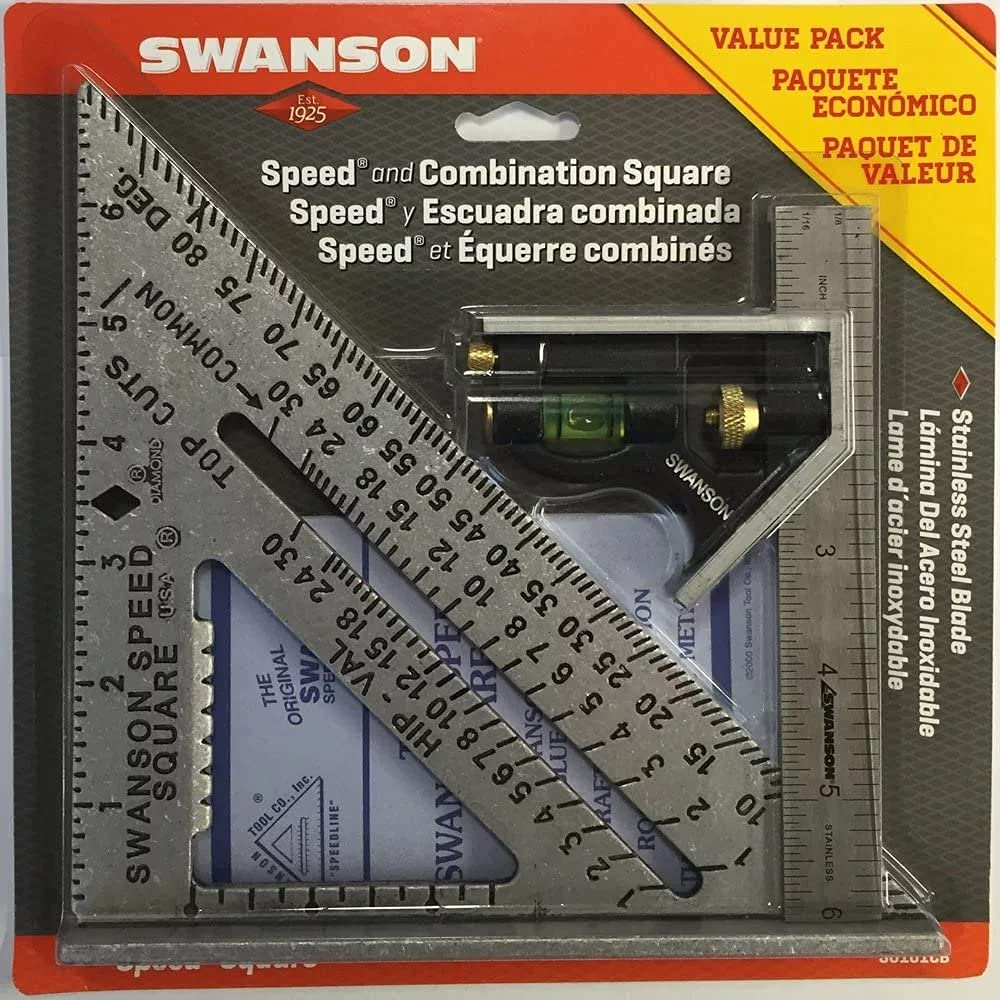 Swanson Tool S0101CB Speed Square Layout Tool with Blue Book and Combination Square Value Pack - 7-Inch (1-Pack), 7" Speed Square image number 6