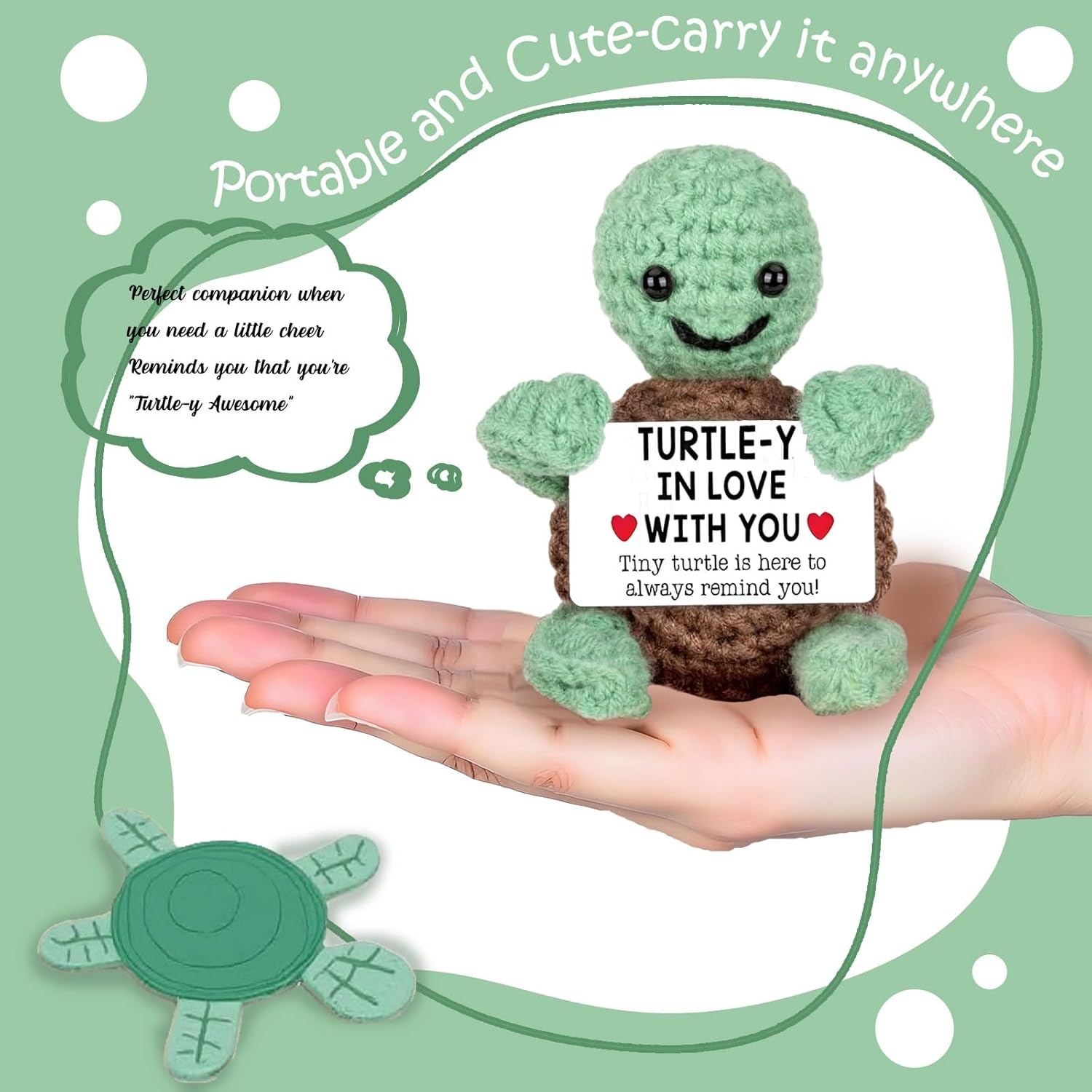 Handmade Emotional Mini Funny Crochet Turtle for Her Him, Wife Husband Girlfriend Boyfriend I Love You Gifts, Anniversary Birthday Gifts Turtle Decorations Decor (Turtle Lover) - Turtle Dad image number 5