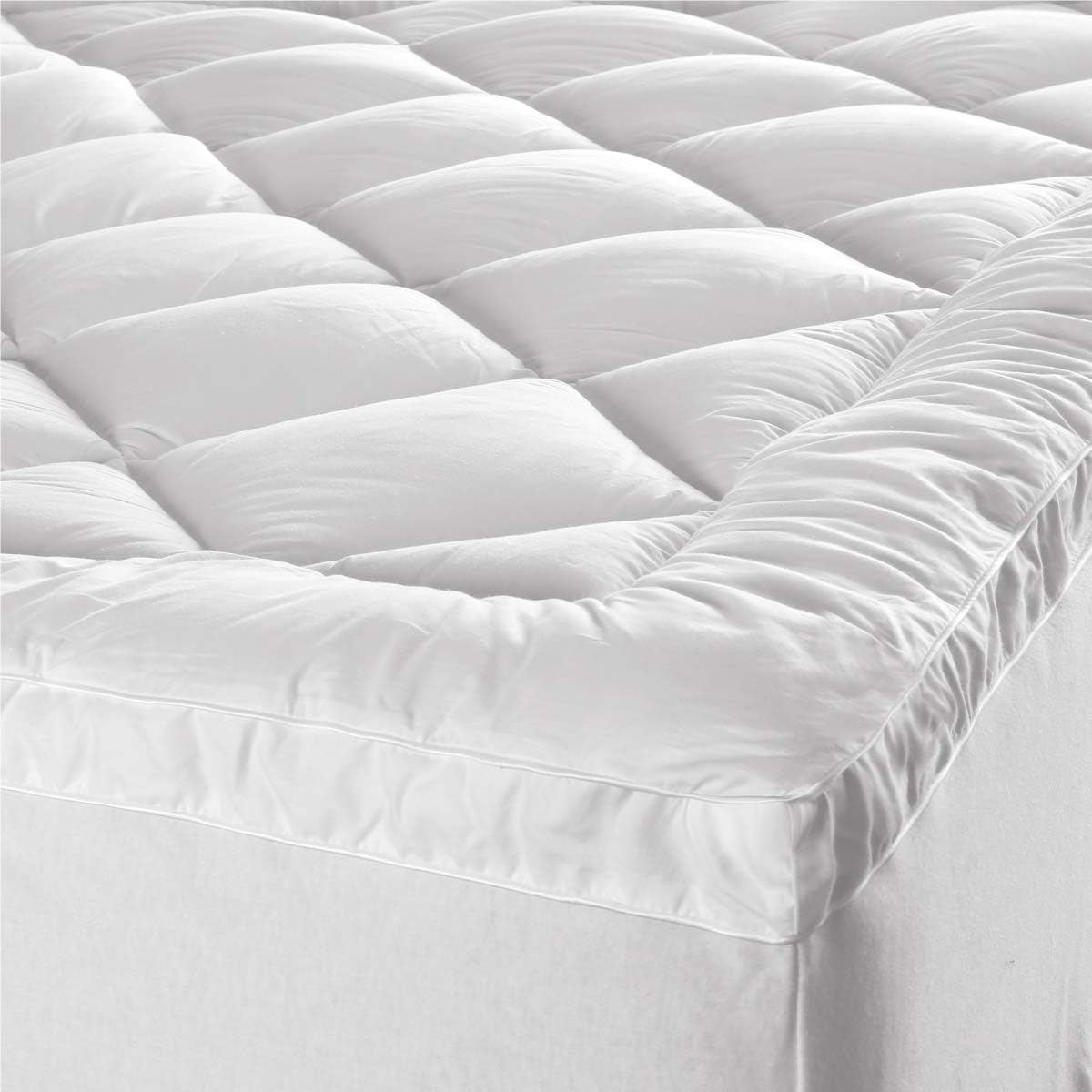 Tontine Hotel Collection Ultimate Loft Mattress Topper - Queen Size, Luxury Cotton Cover, Long Lasting Filling, anti Bacterial Soft Mattress Topper with Fitted Skirt image number 4