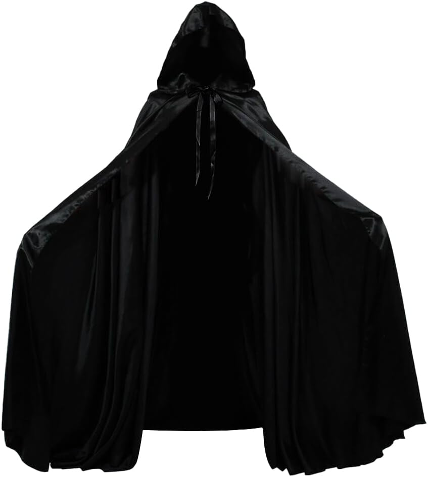 Halloween Cloak Full Length Hooded Velvet Witch Full Length Hooded Cloak for Halloween,Cosplay Costume Party, Cape Disguises image number 2