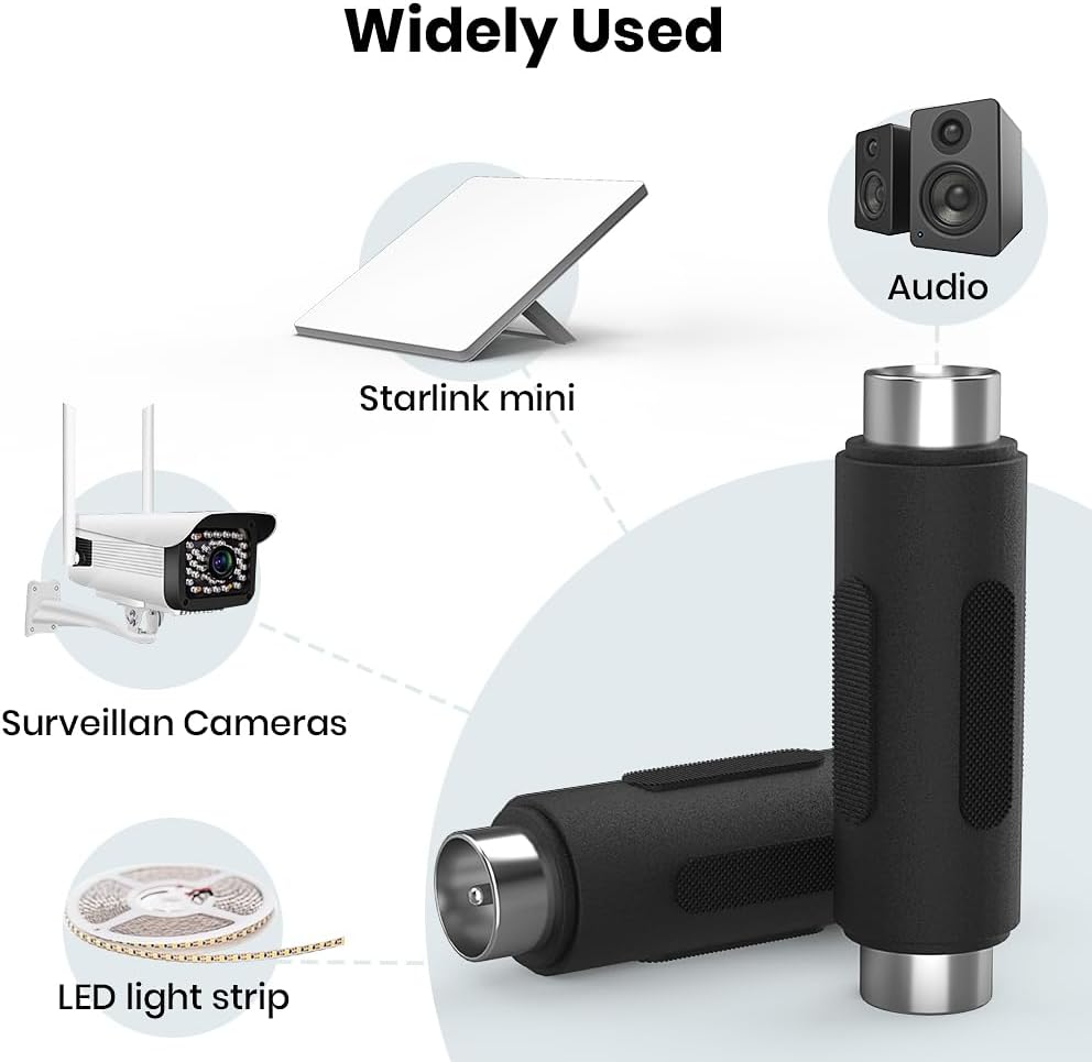 XTAR 5Pcs 12V 5.5Mm X 2.1Mm DC Power Connector Adapter,Female to Female Power Jack Socket for Starlink Mini Led Strip Light CCTV Security Camera Cable Wire Ends Plug Barrel image number 3