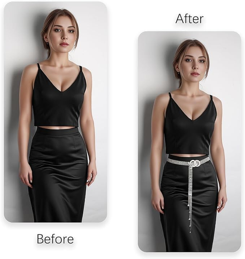 Rhinestone Chain Belt Adjustable Crystal Belt Chain O-Ring Sparkle Belts Women Diamond Waistband Belts Bling for Dress Jeans