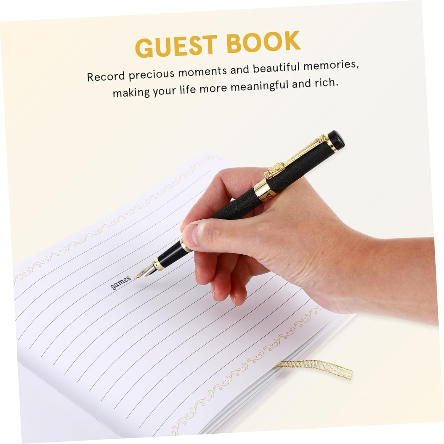 Elegant Guest Book Album for Weddings Memorials Home Ample Pages for Messages Photos Sturdy Construction with Foil for Celebrations Special Events image number 5