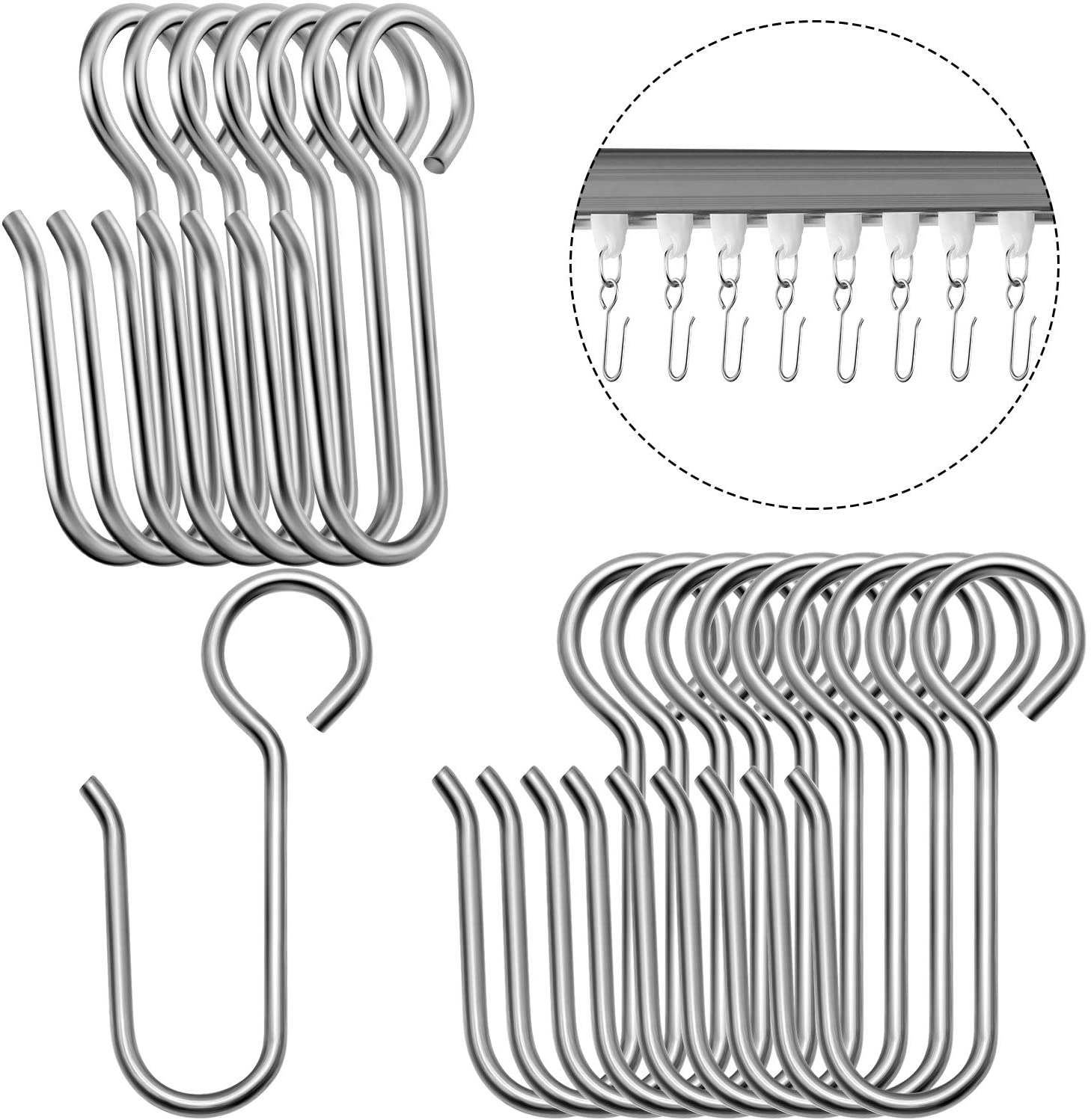 Metal S-Shaped Curtain Hooks for Ceiling Drape Track - Small Wire Hooks for Curtain and Drape image number 5