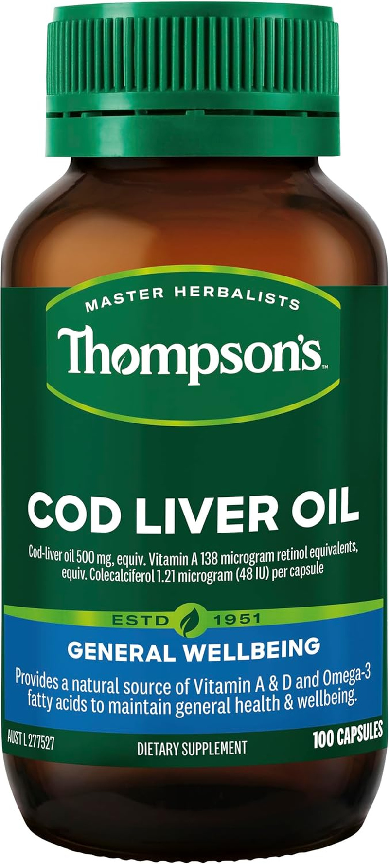 Thompson'S Cod Liver Oil 100 Capsules image number 2