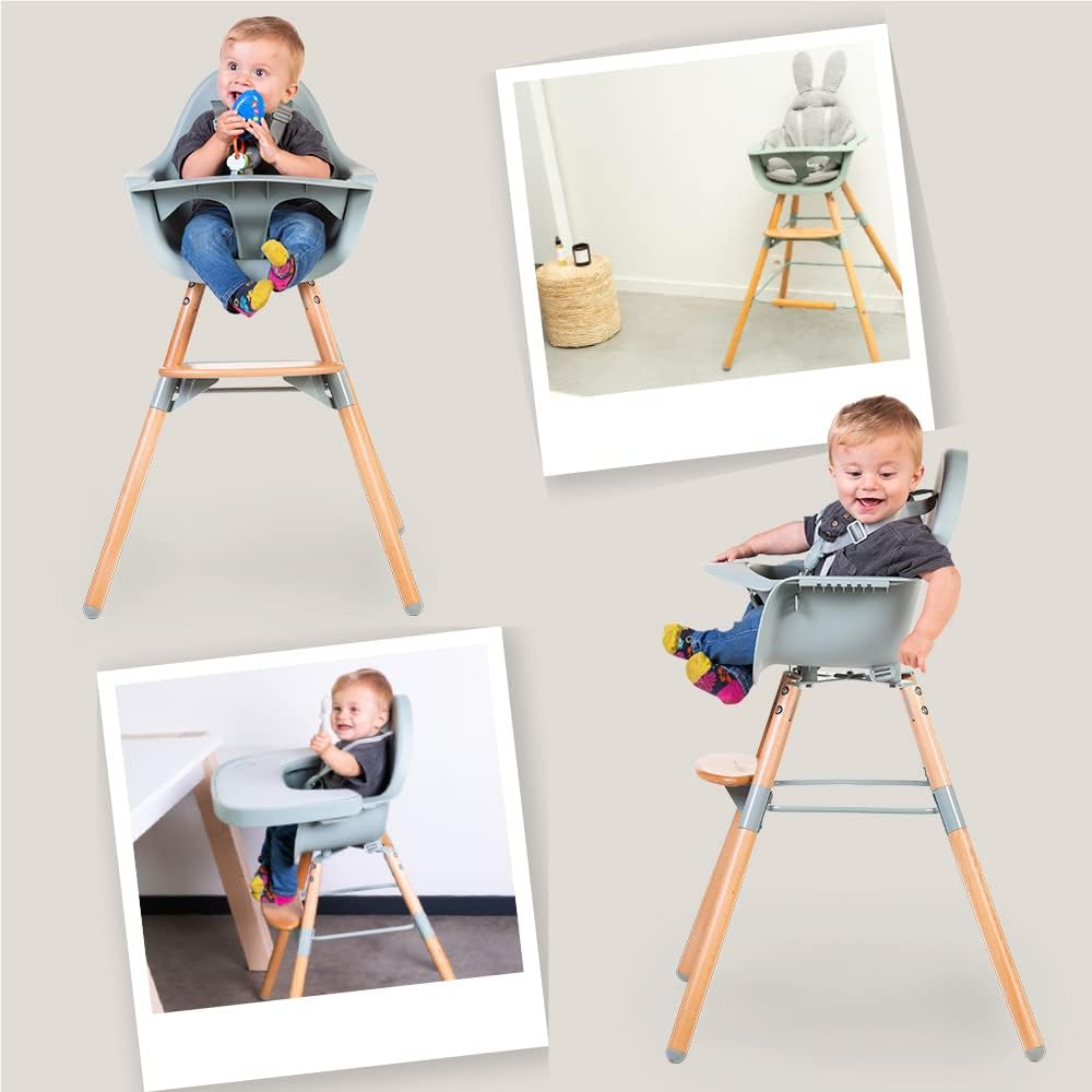 CHILDHOME, Baby/Child High Chair, Evolutive, from 6 Months up to 6 Years, Height Adjustable, 5 Point Harness, Many Accessories, Compatible with Evolu Baby Newborn Seat, Beechwood, Evolu 2, Mint - Mint image number 4