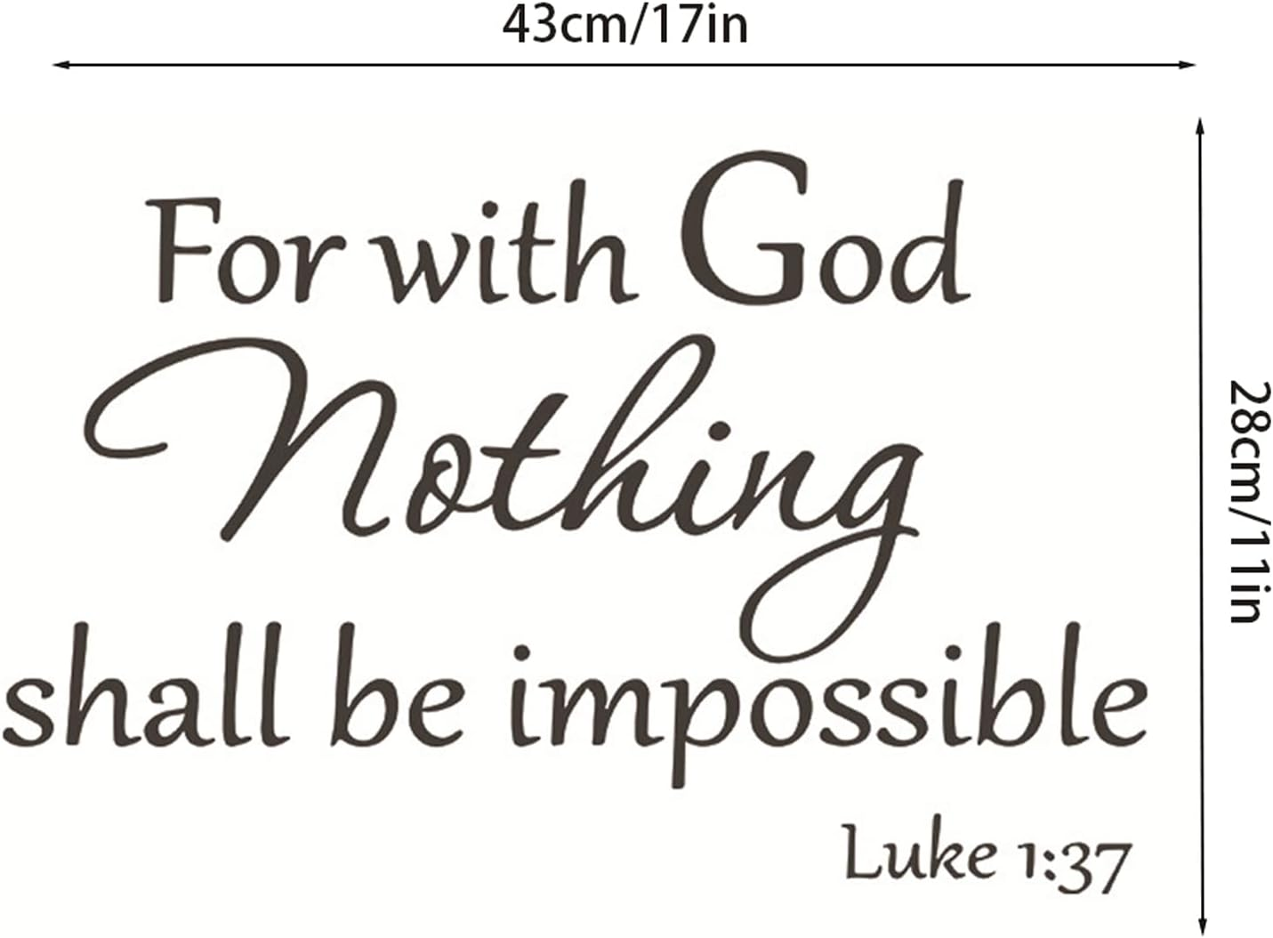 INCAUCA Bible Verse Wall Decals Peel and Stick, for with God Nothing Shall Be Impossible Luke 1:37 Wall Art Saying Sticker, Inspirational Spiritual Religious Wall Decor for Church Home Pray image number 1