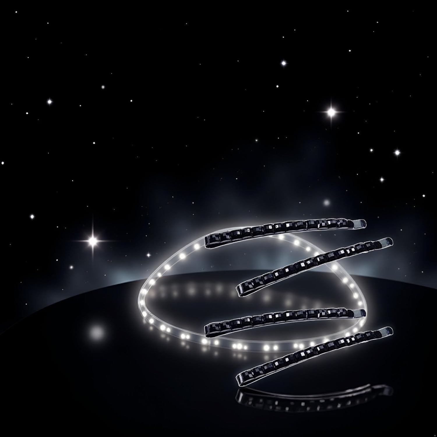 4Pcs Black Rhinestone Bobby Pins, Black Bobby Pins，Sparkly Crystal Diamond Hair Pins for Women, Metal Decorative Hair Barrettes for Decoration Accessories， for Women image number 1