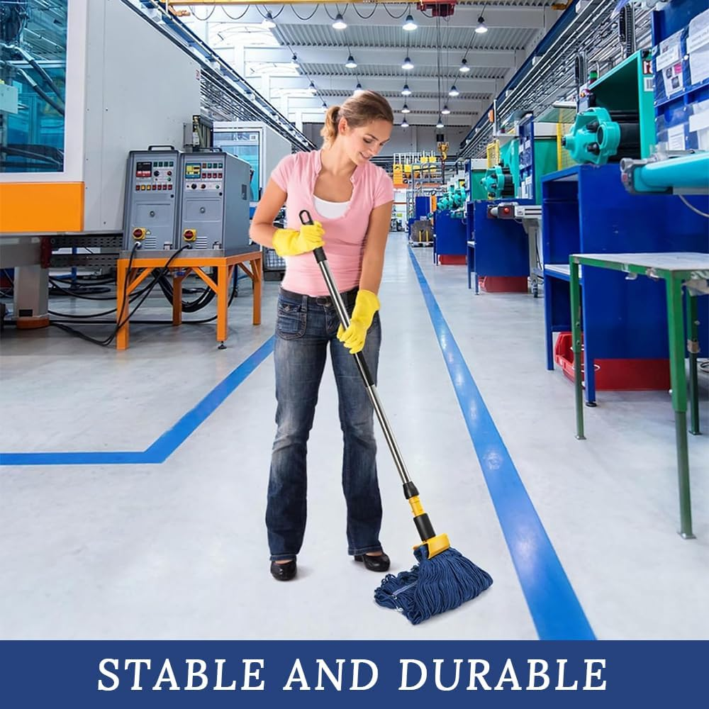 Commercial Mop, Long Handle Heavy Duty Loop Cord, Industrial Cotton Dust Removal Tool with Spare Mop Heads, Suitable for Warehouse, Workshop, Garage, Office and Home Floor Cleaning image number 3